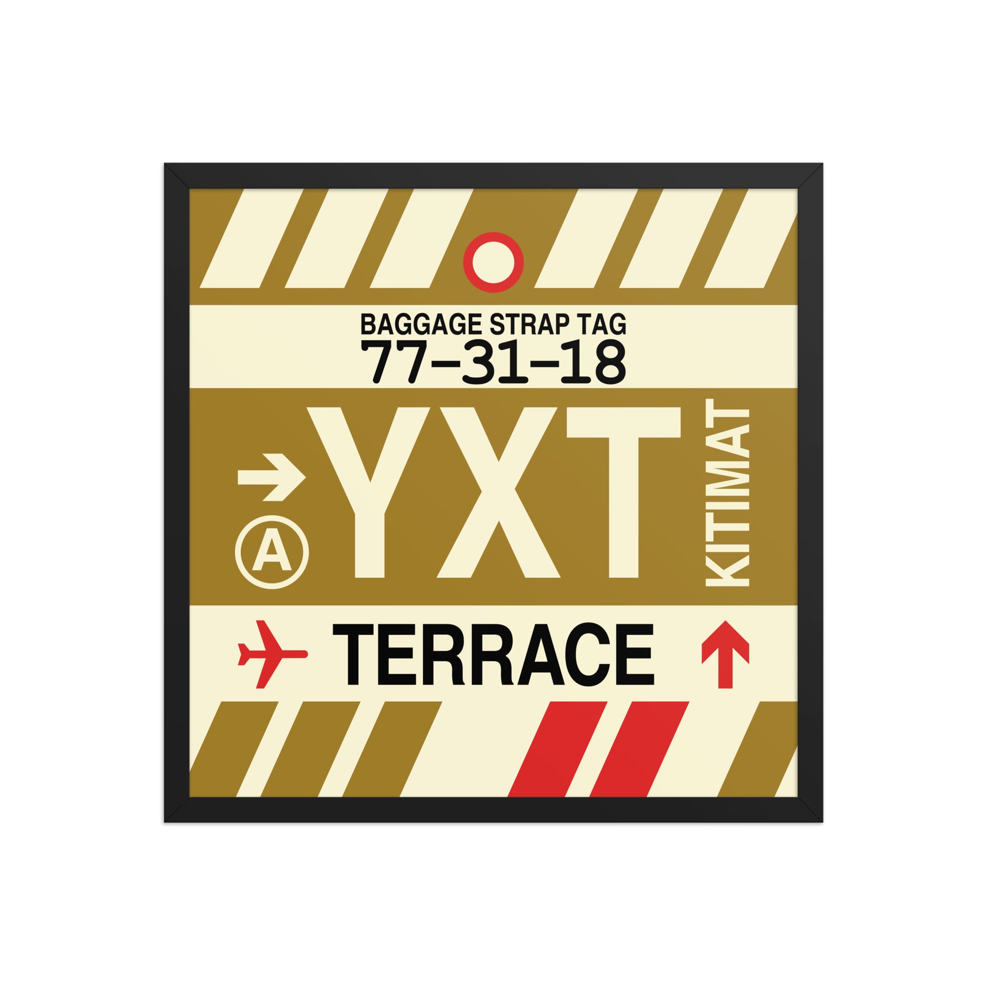 YXT Terrace Framed Print • Jet Age Baggage Tag Design • YHM Designs - Image 01