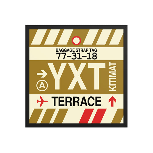 YXT Terrace Framed Print • Jet Age Baggage Tag Design • YHM Designs - Image 01