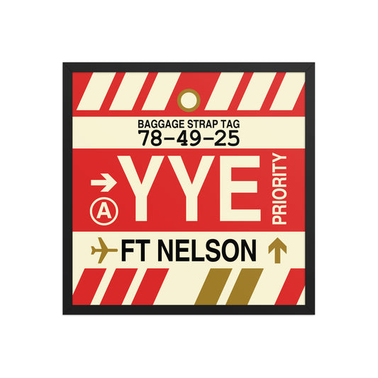 YYE Fort Nelson Framed Print • Jet Age Baggage Tag Design • YHM Designs - Image 01