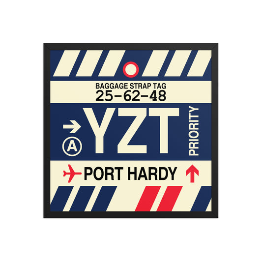 YZT Port Hardy Framed Print • Jet Age Baggage Tag Design • YHM Designs - Image 01