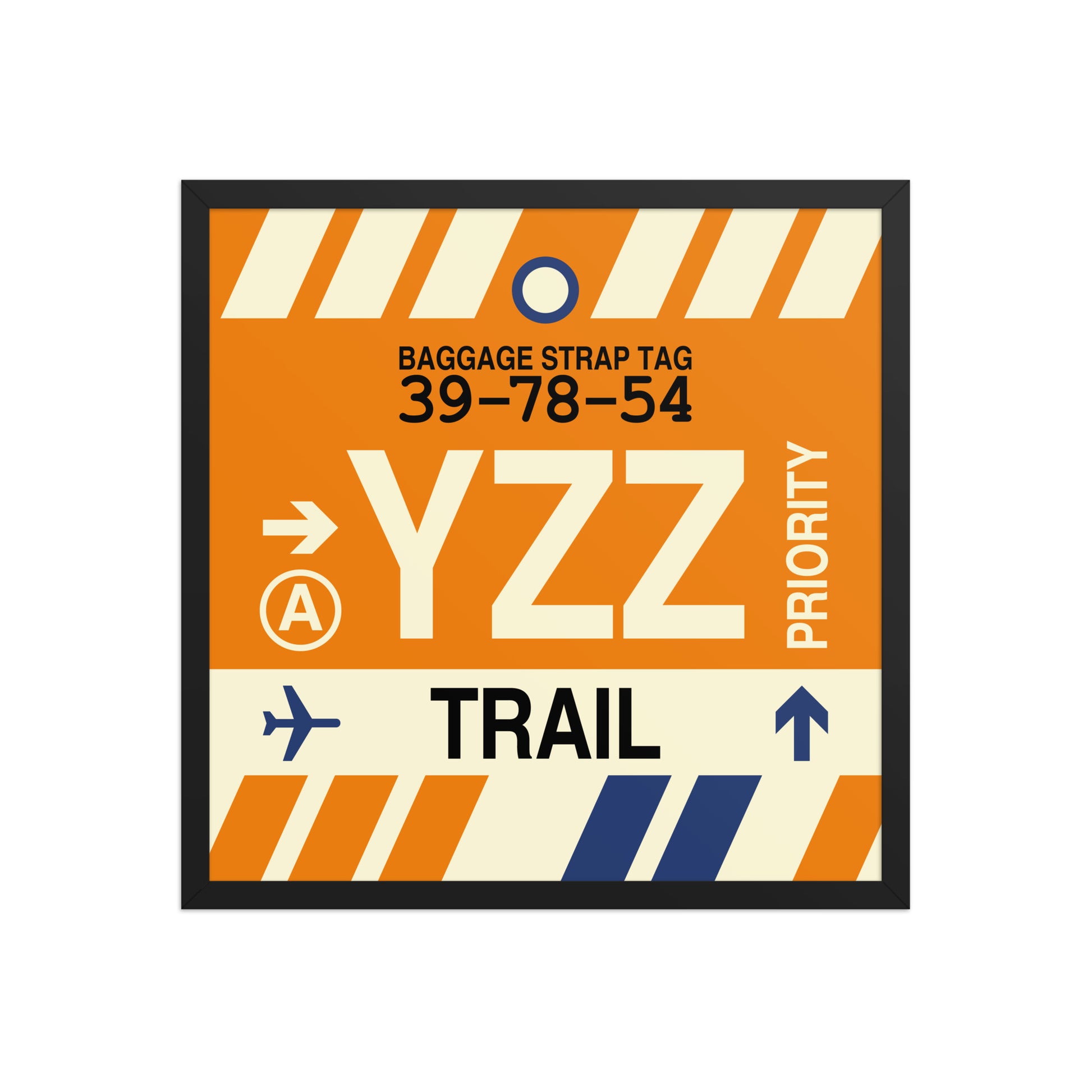 YZZ Trail Framed Print • Jet Age Baggage Tag Design • YHM Designs - Image 01