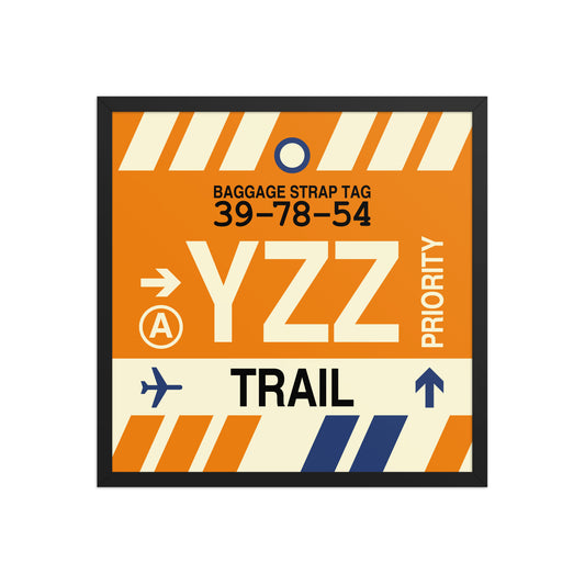 YZZ Trail Framed Print • Jet Age Baggage Tag Design • YHM Designs - Image 01