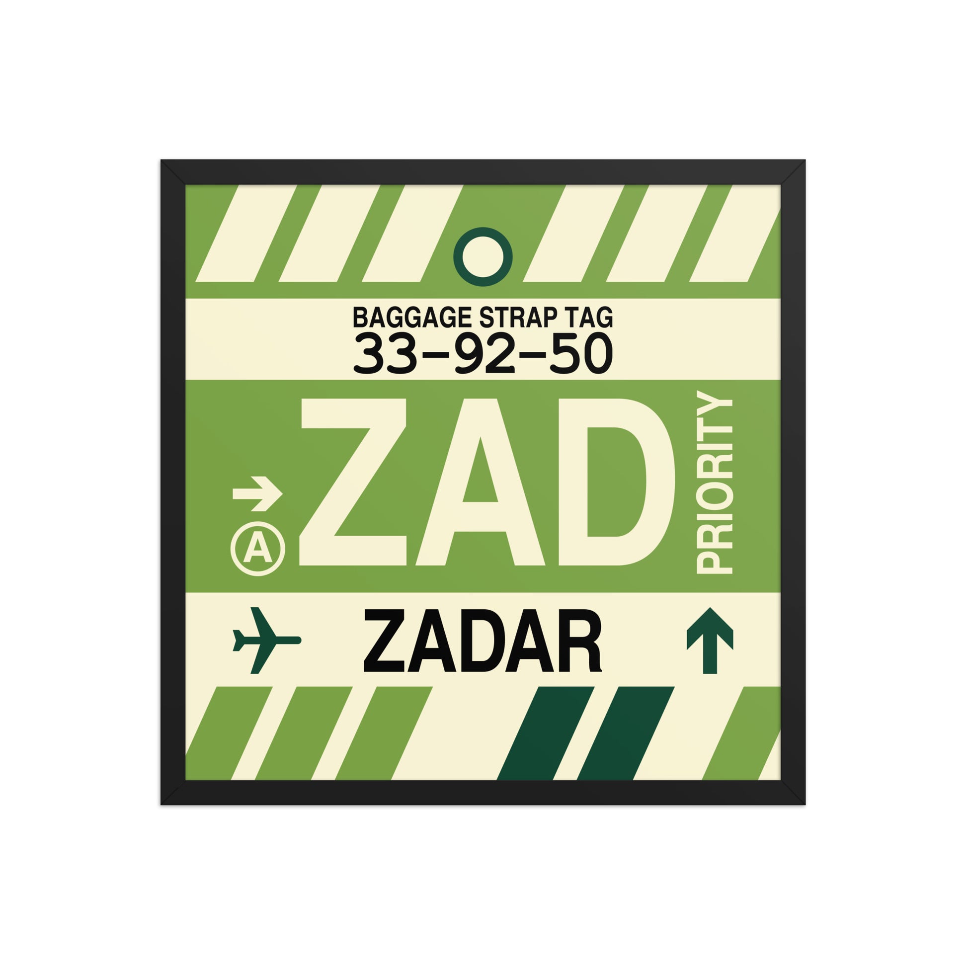 ZAD Zadar Framed Print • Jet Age Baggage Tag Design • YHM Designs - Image 01