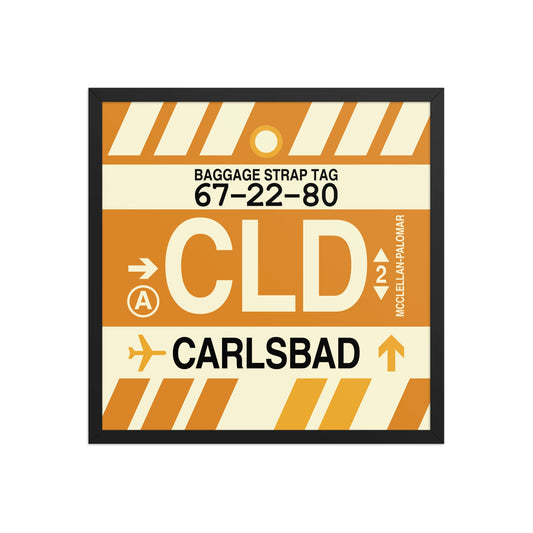 CLD Carlsbad Framed Print • Jet Age Baggage Tag Design • YHM Designs - Image 01