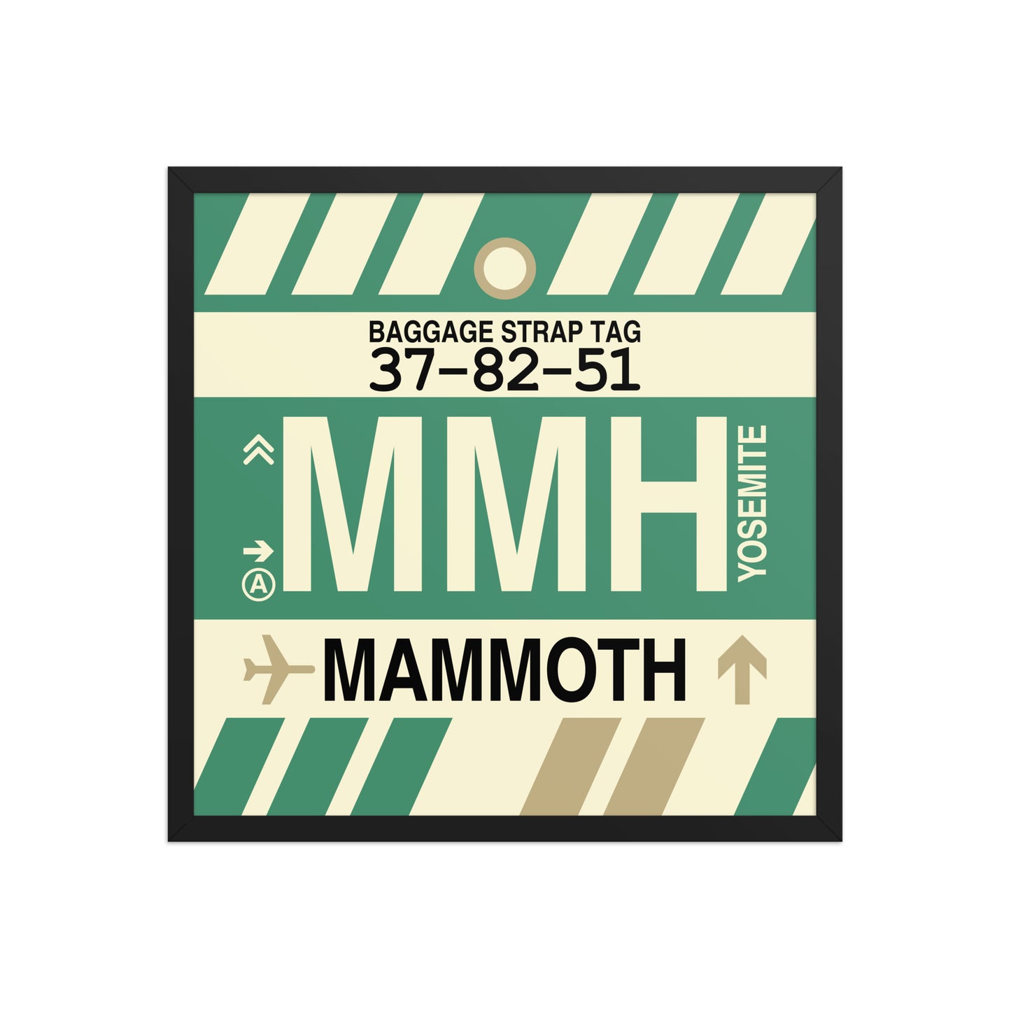 MMH Mammoth Lakes Framed Print • Jet Age Baggage Tag Design • YHM Designs - Image 01