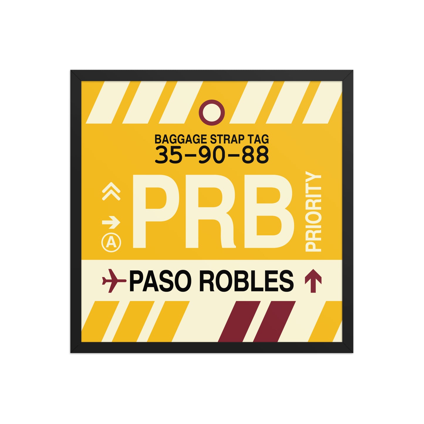 PRB Paso Robles Framed Print • Jet Age Baggage Tag Design • YHM Designs - Image 01