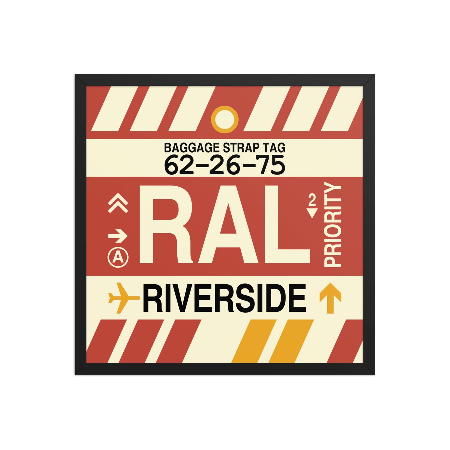 RAL Riverside Framed Print • Jet Age Baggage Tag Design • YHM Designs - Image 01