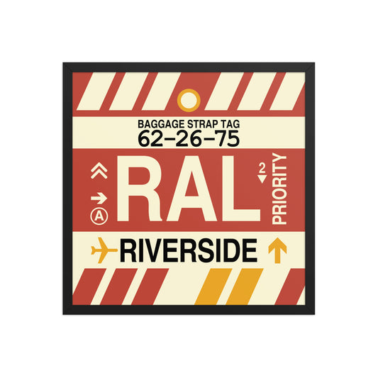 RAL Riverside Framed Print • Jet Age Baggage Tag Design • YHM Designs - Image 01