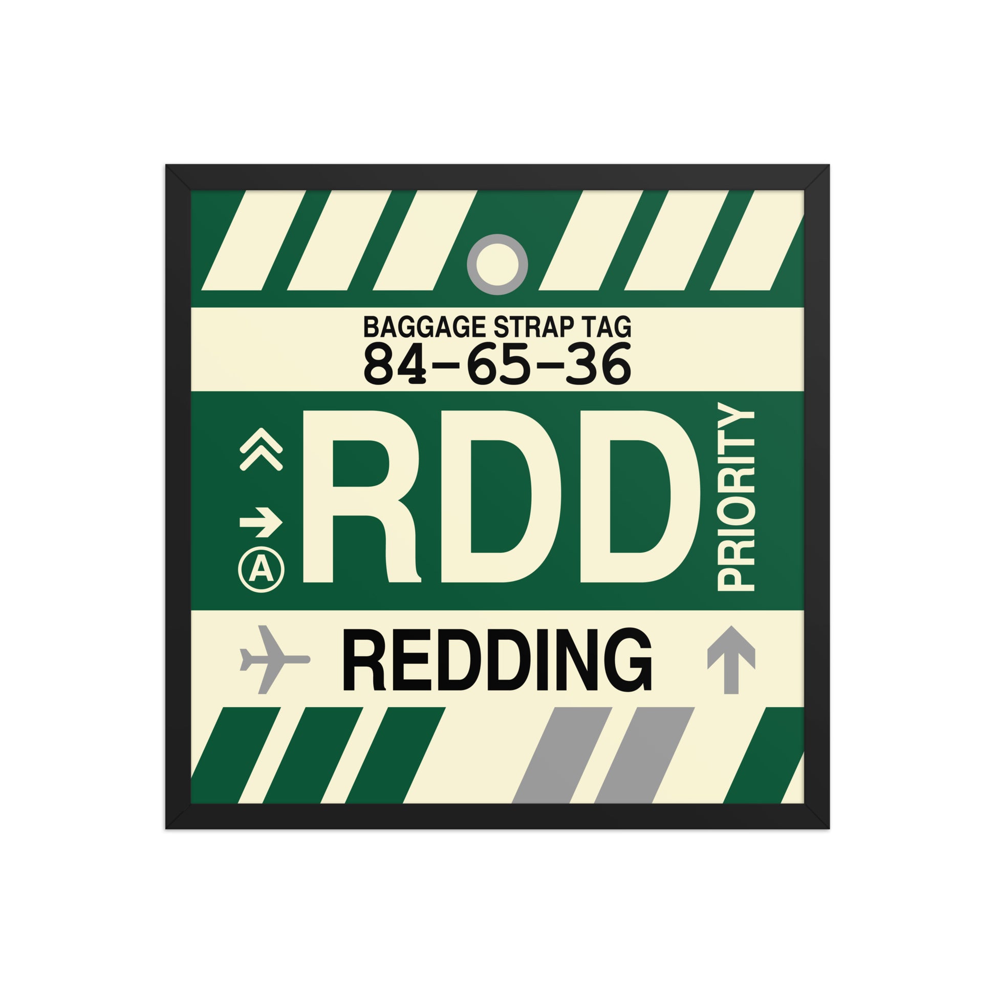 RDD Redding Framed Print • Jet Age Baggage Tag Design • YHM Designs - Image 01