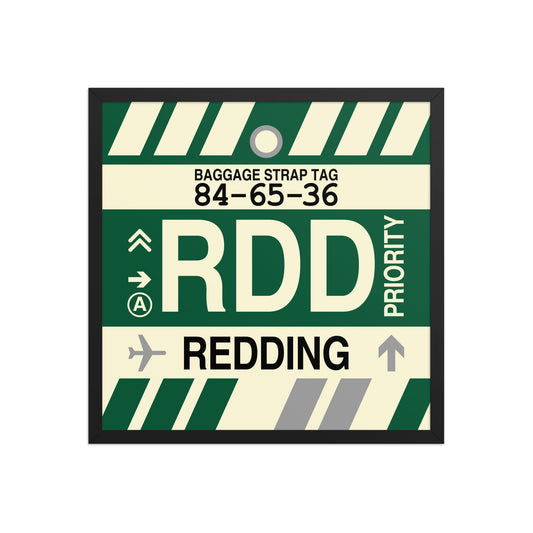 RDD Redding Framed Print • Jet Age Baggage Tag Design • YHM Designs - Image 01