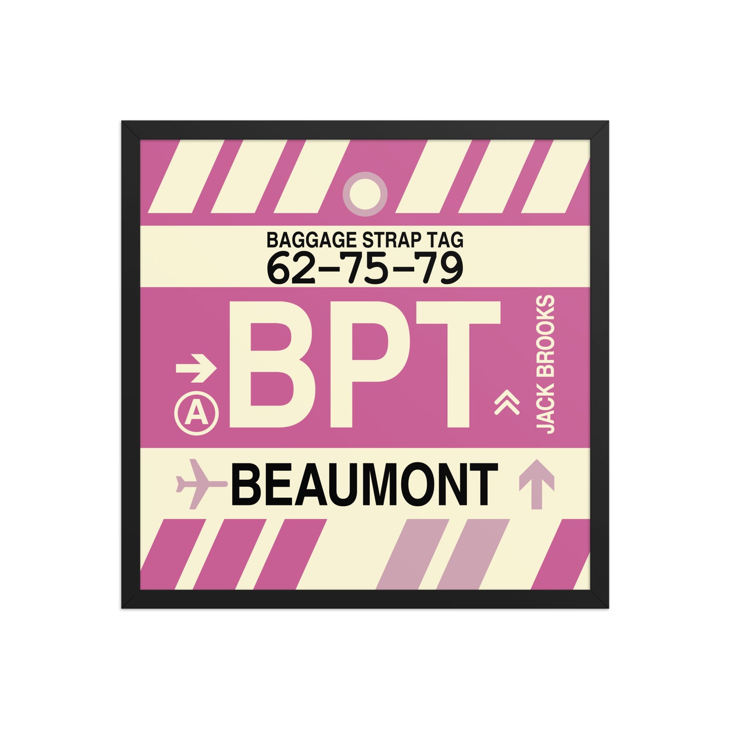 BPT Beaumont Framed Print • Jet Age Baggage Tag Design • YHM Designs - Image 01