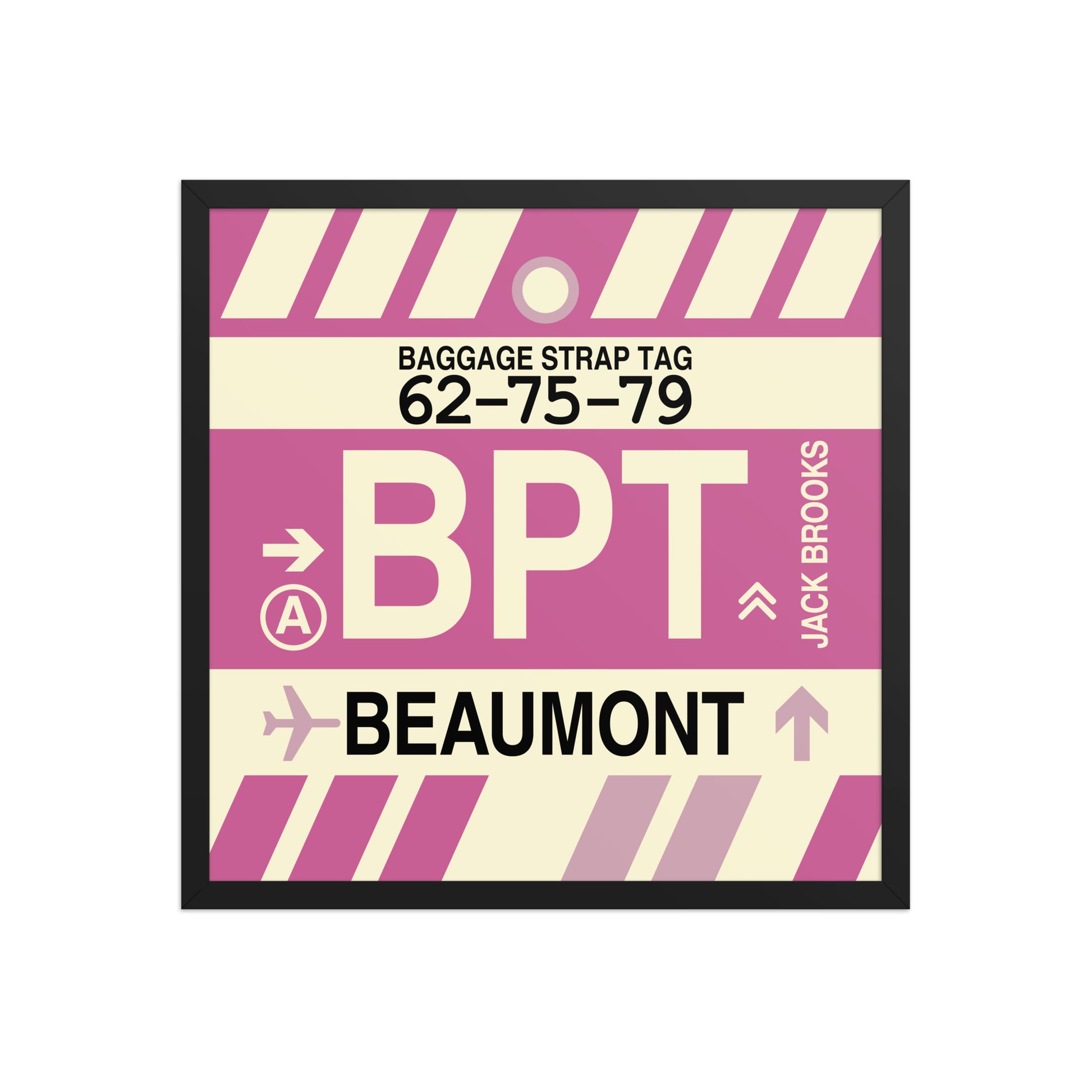 BPT Beaumont Framed Print • Jet Age Baggage Tag Design • YHM Designs - Image 01
