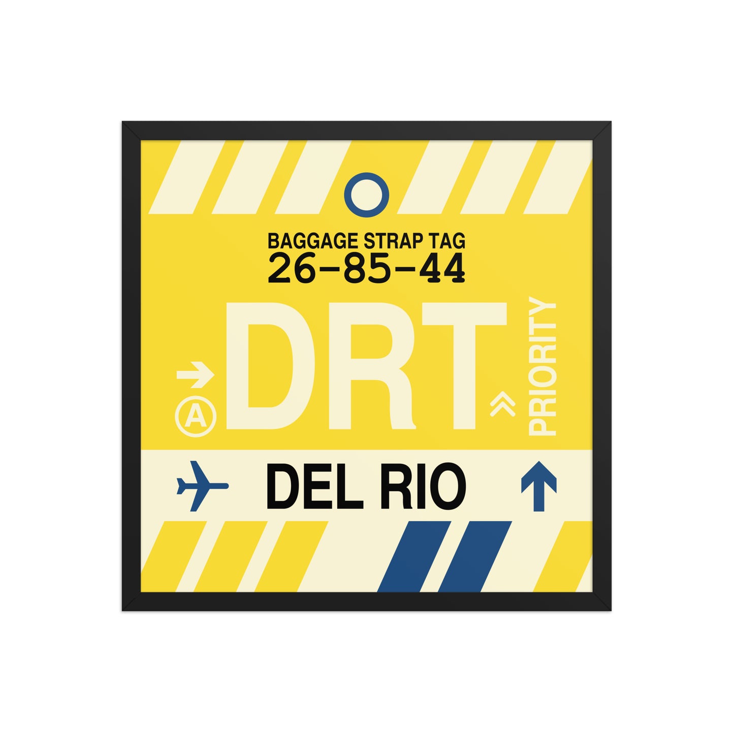 DRT Del Rio Framed Print • Jet Age Baggage Tag Design • YHM Designs - Image 01
