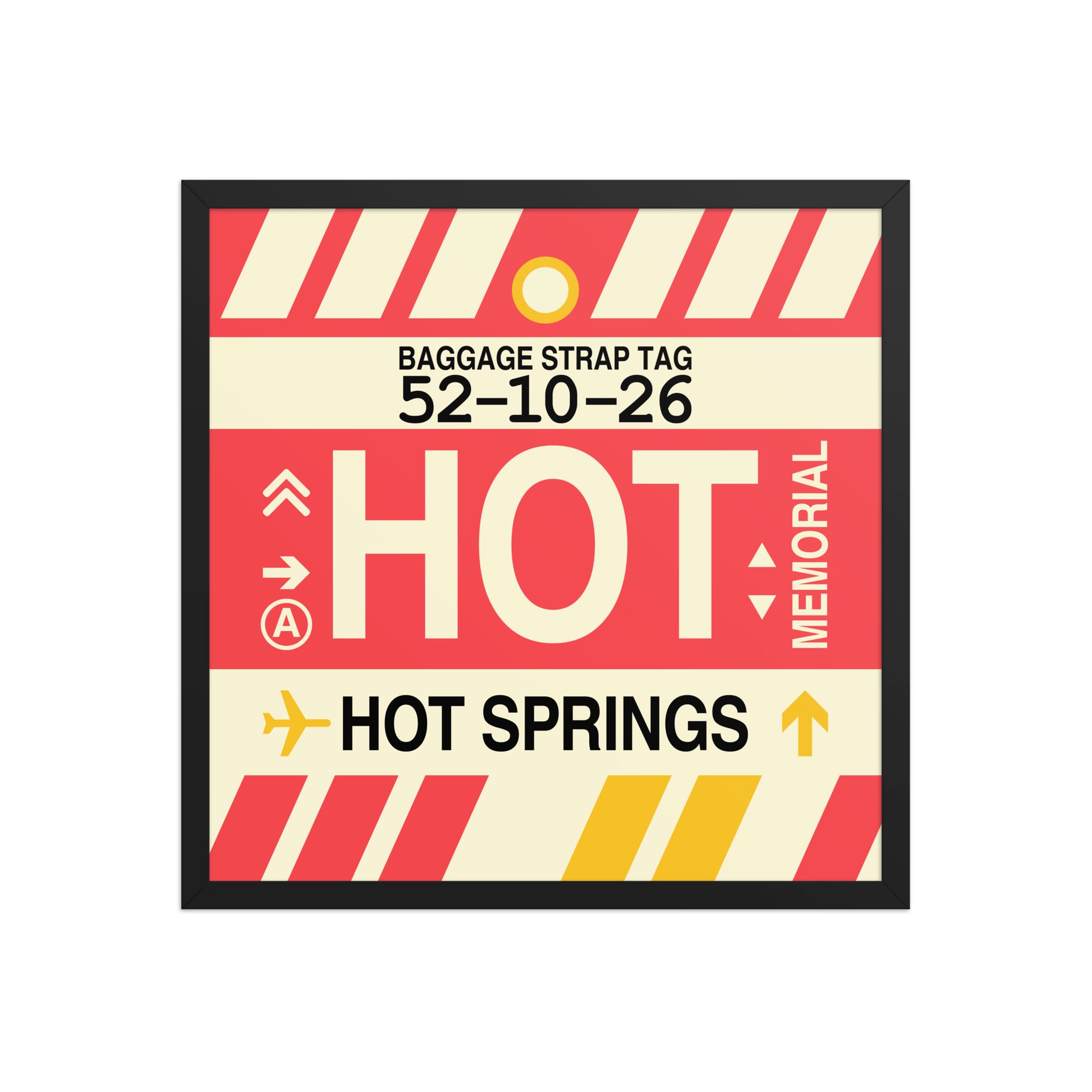 HOT Hot Springs Framed Print • Jet Age Baggage Tag Design • YHM Designs - Image 01