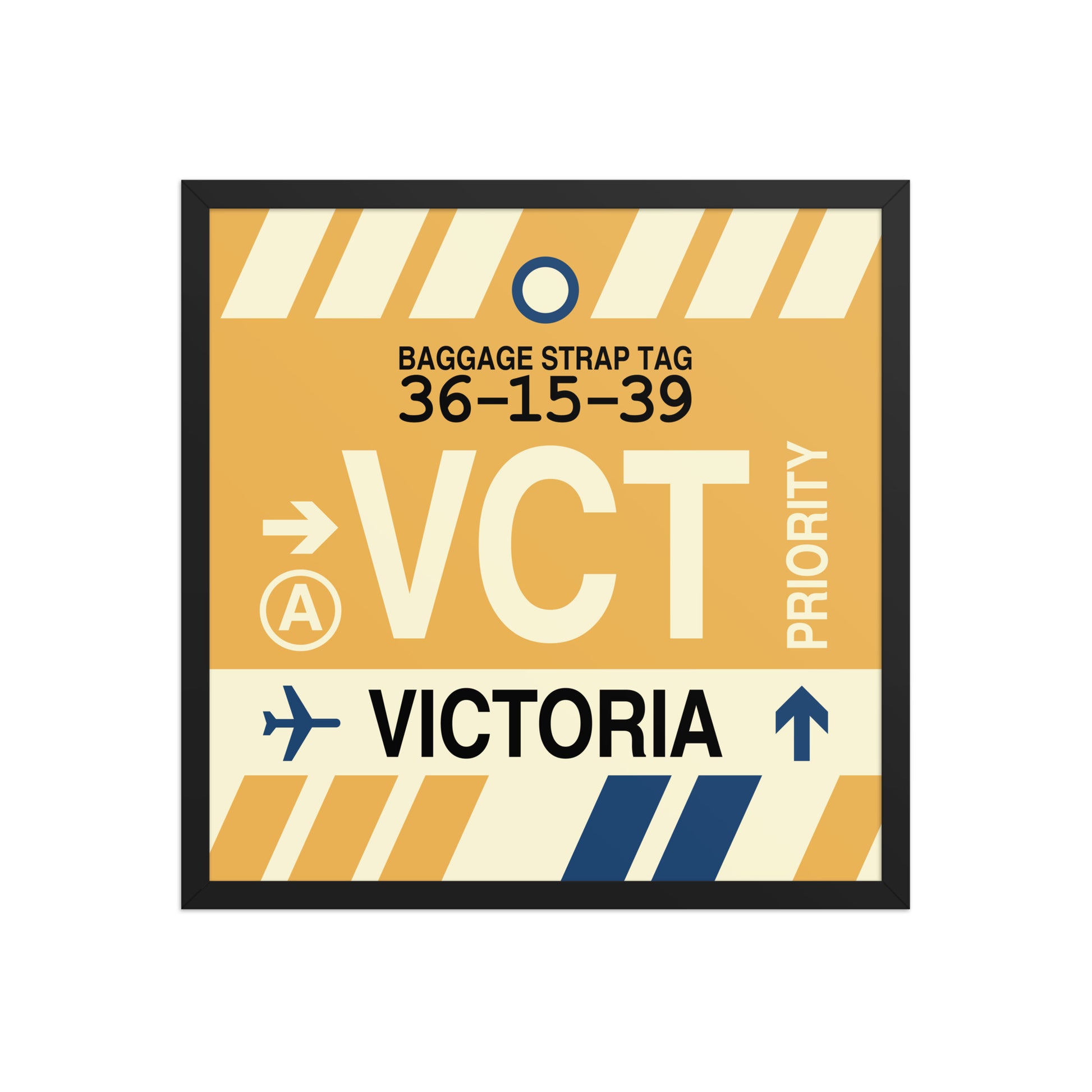 VCT Victoria Framed Print • Jet Age Baggage Tag Design • YHM Designs - Image 01