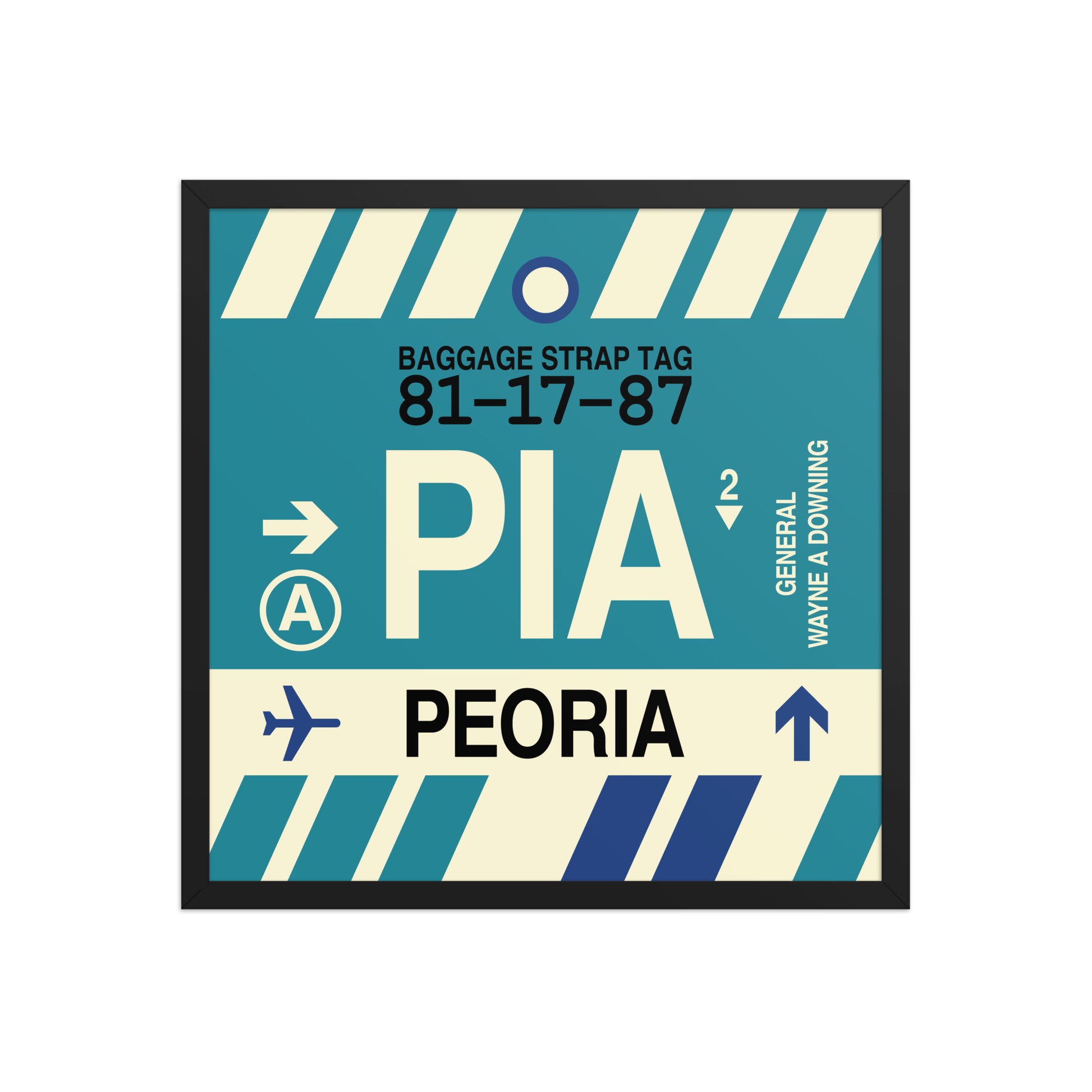 PIA Peoria Framed Print • Jet Age Baggage Tag Design • YHM Designs - Image 13