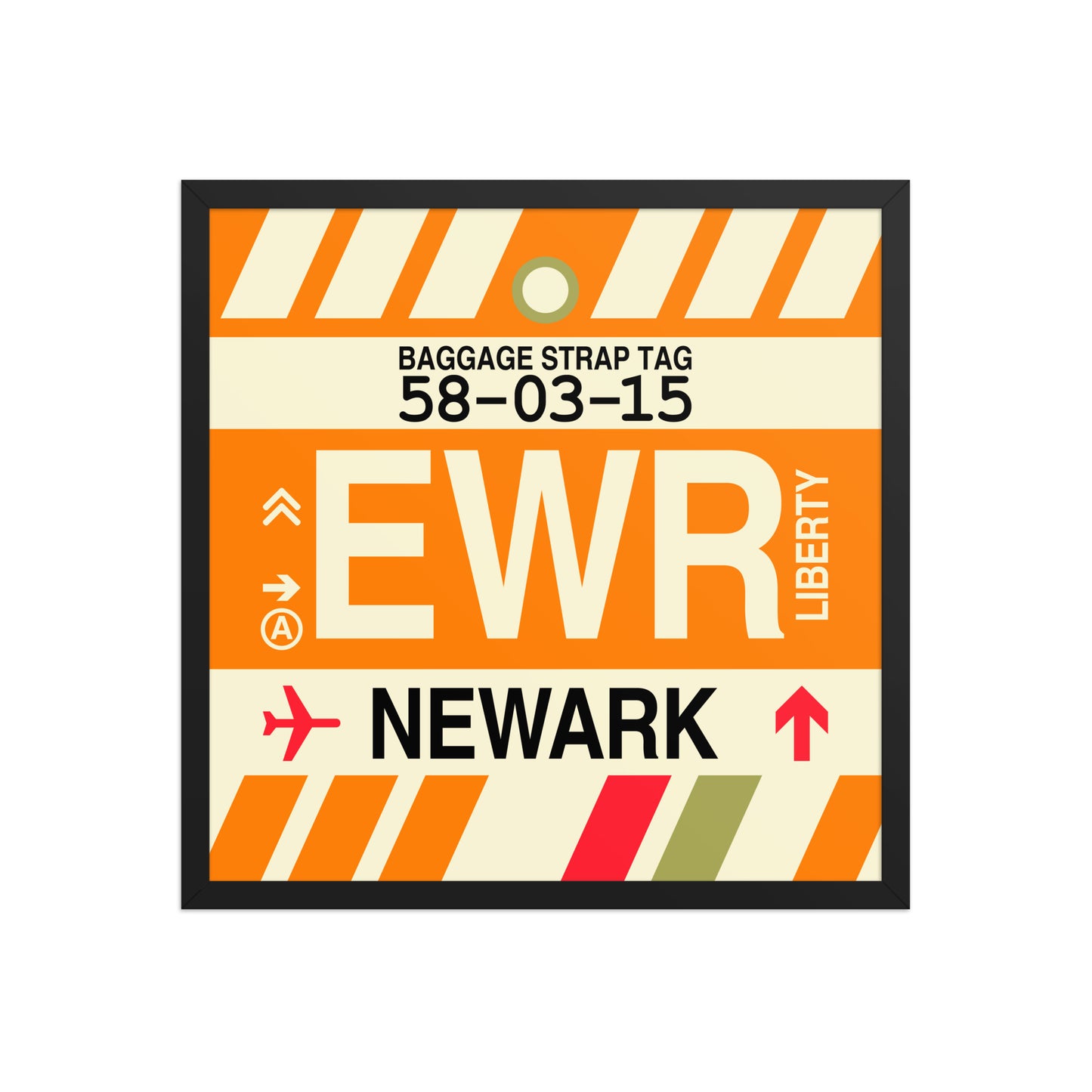 EWR Newark Framed Print • Jet Age Baggage Tag Design • YHM Designs - Image 13
