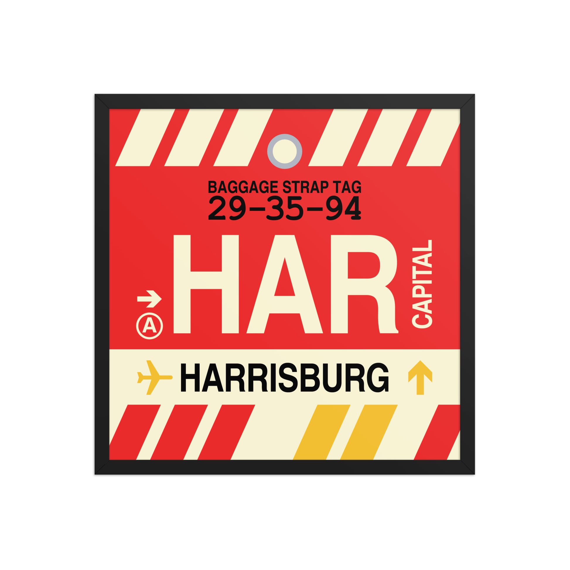 HAR Harrisburg Framed Print • Jet Age Baggage Tag Design • YHM Designs - Image 13