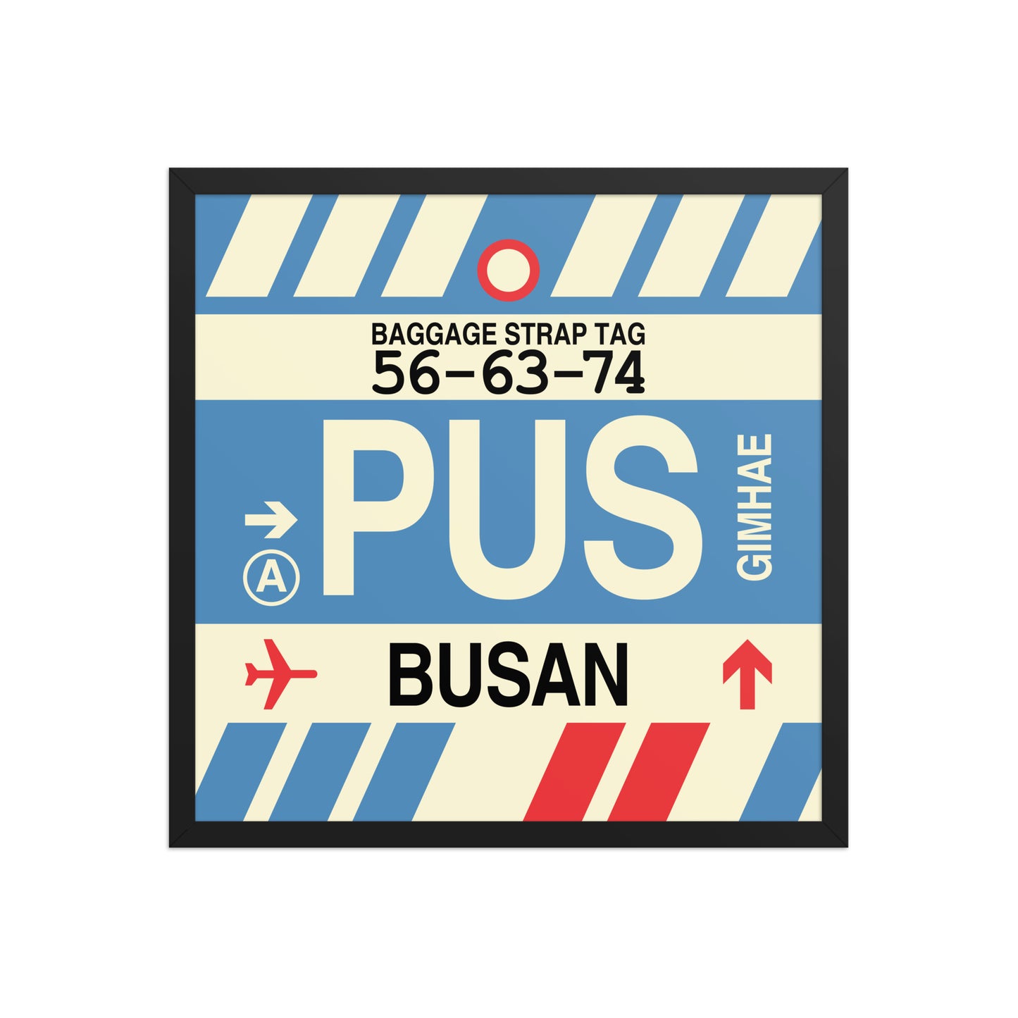 PUS Busan Framed Print • Jet Age Baggage Tag Design • YHM Designs - Image 13