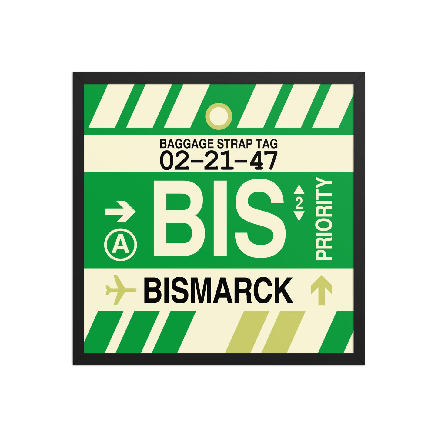 BIS Bismarck Framed Print • Jet Age Baggage Tag Design • YHM Designs - Image 13
