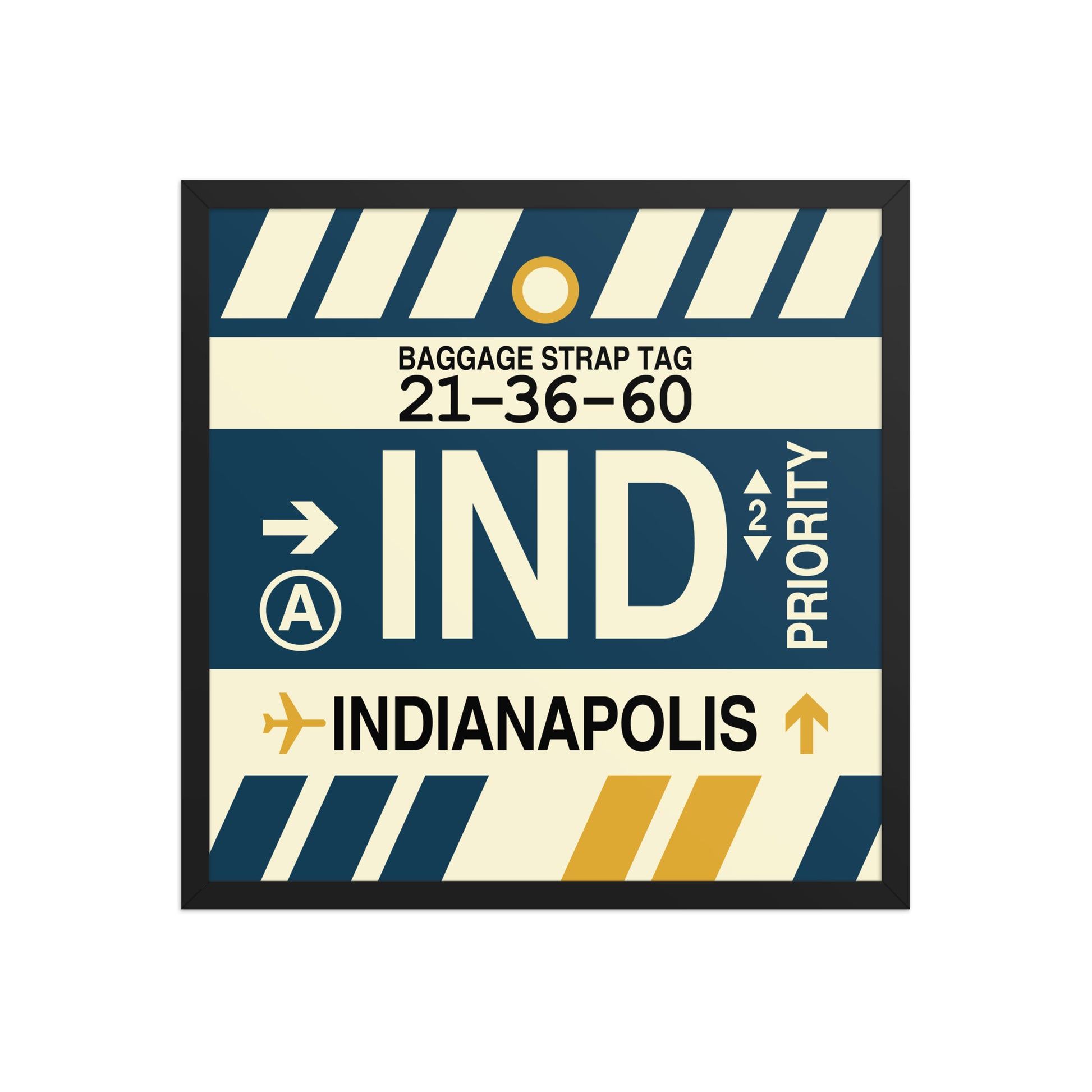 IND Indianapolis Framed Print • Jet Age Baggage Tag Design • YHM Designs - Image 13