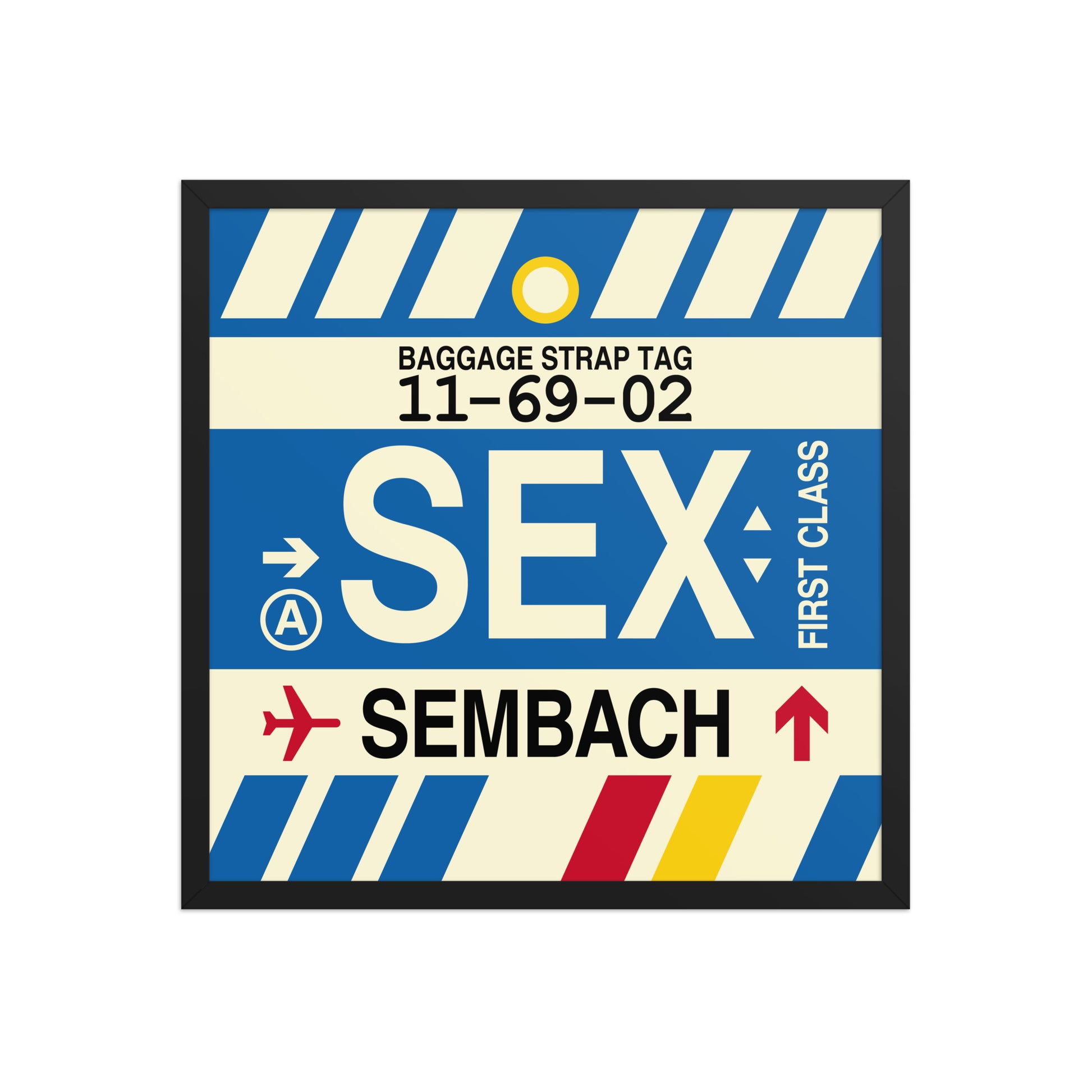 SEX Sembach Framed Print • Jet Age Baggage Tag Design • YHM Designs - Image 13