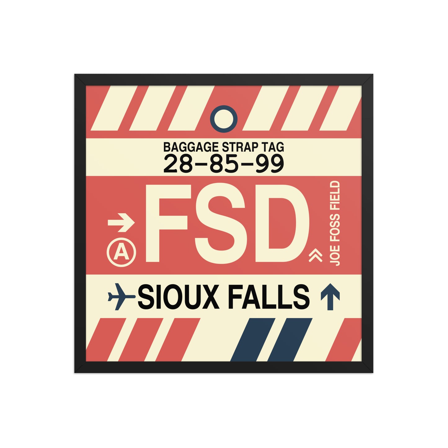 FSD Sioux Falls Framed Print • Jet Age Baggage Tag Design • YHM Designs - Image 13