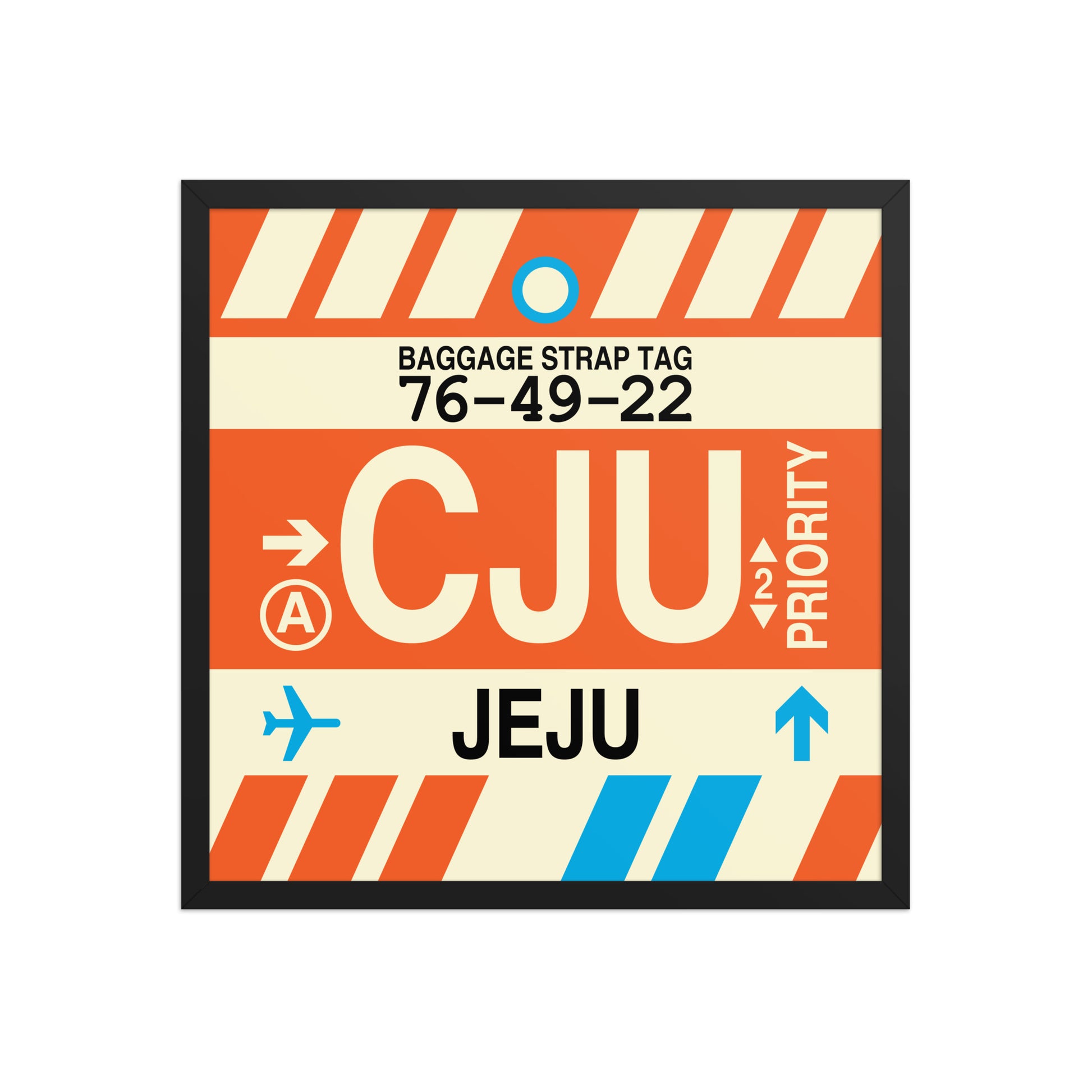CJU Jeju Framed Print • Jet Age Baggage Tag Design • YHM Designs - Image 01