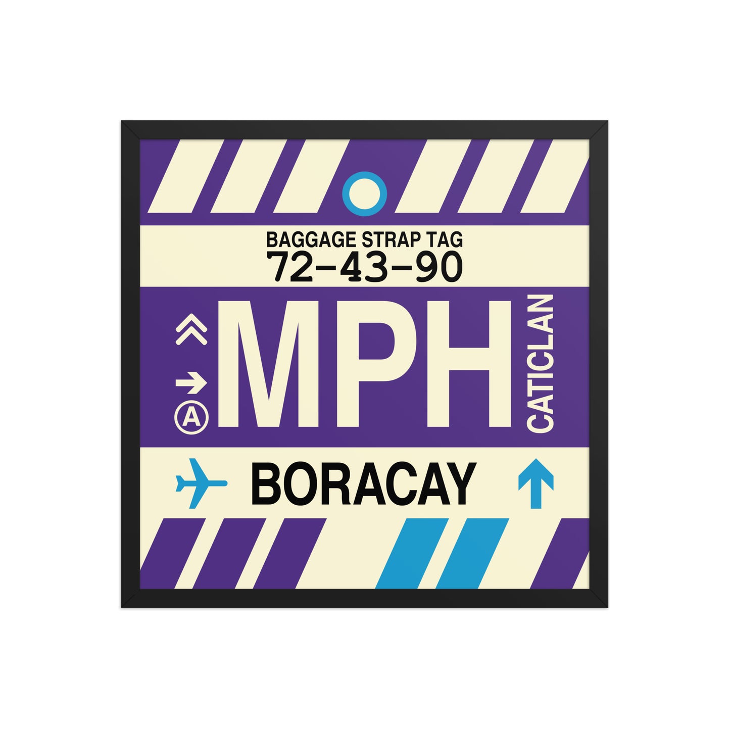 MPH Boracay Framed Print • Jet Age Baggage Tag Design • YHM Designs - Image 01