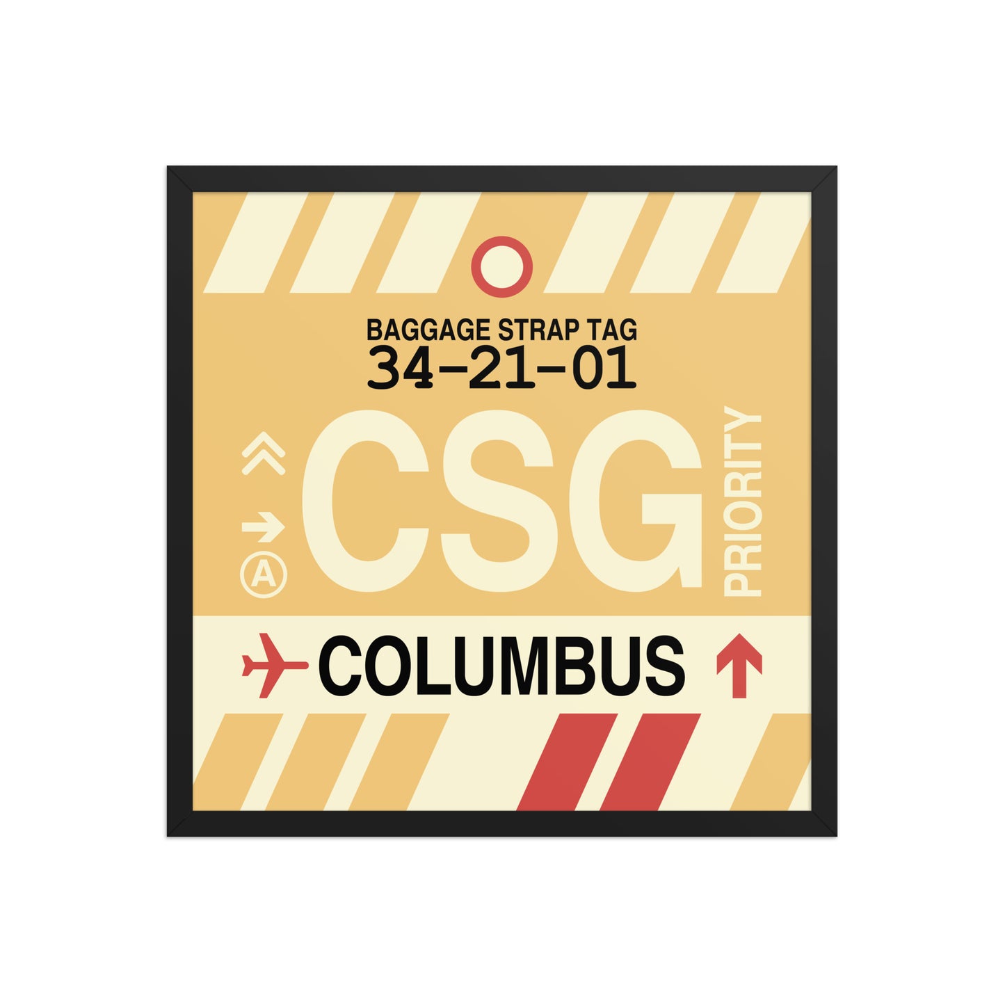 CSG Columbus Framed Print • Jet Age Baggage Tag Design • YHM Designs - Image 01
