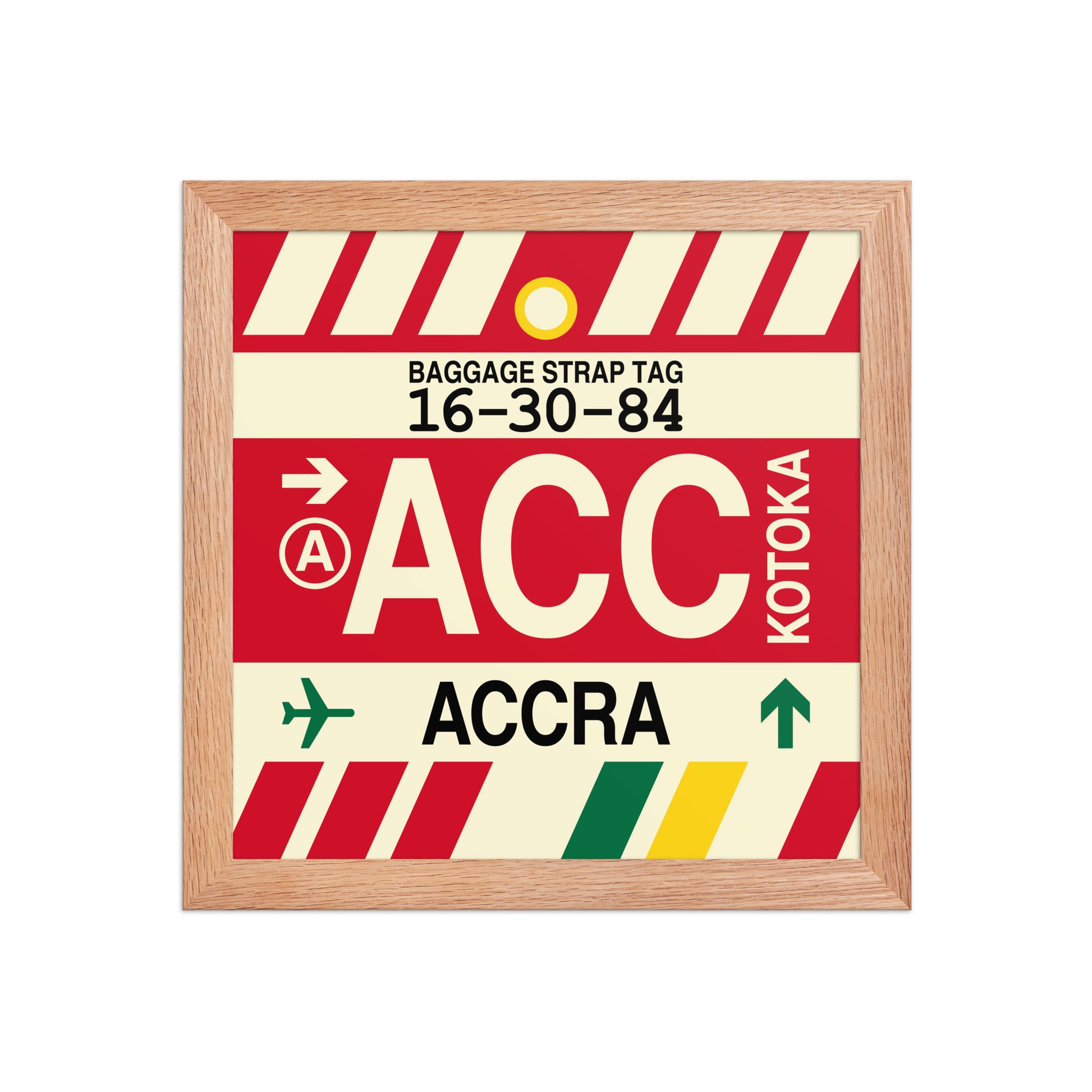 ACC Accra Framed Print • Jet Age Baggage Tag Design • YHM Designs - Image 06
