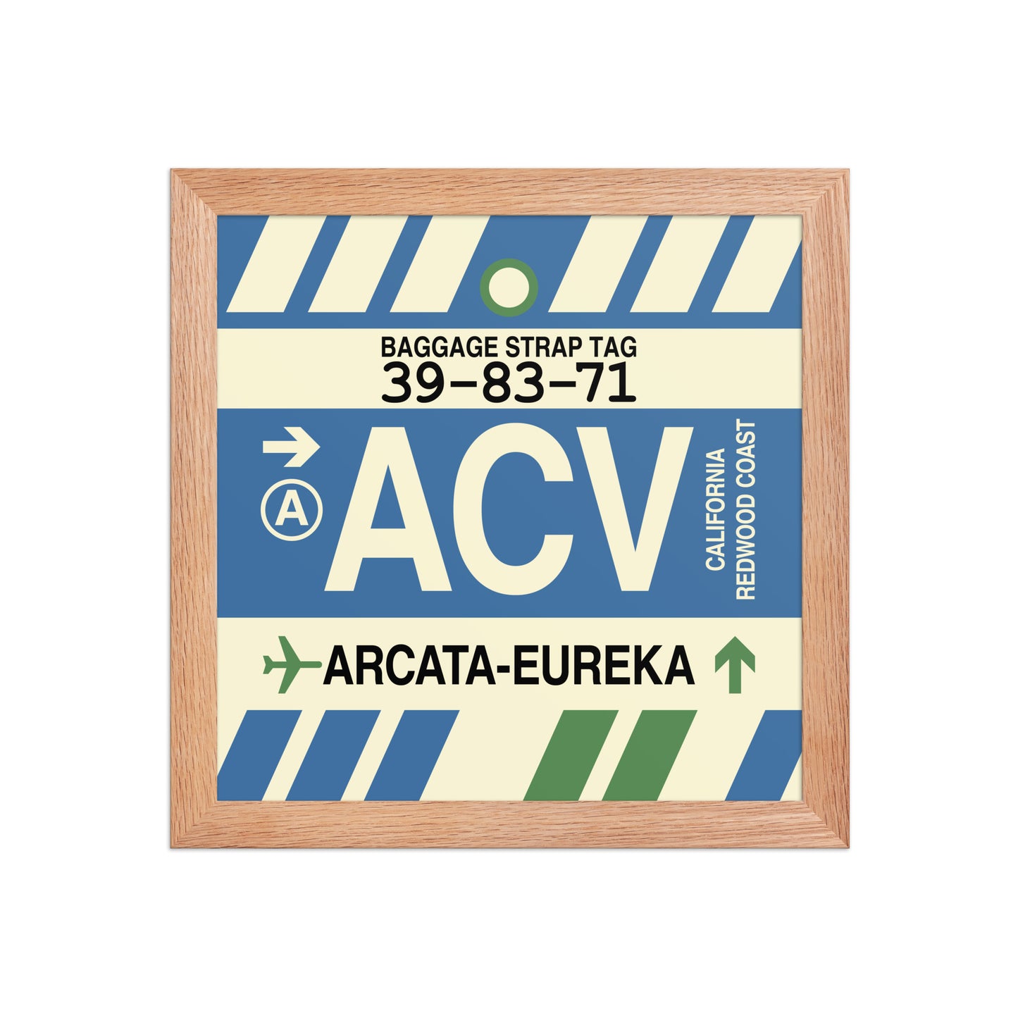 ACV Arcata-Eureka Framed Print • Jet Age Baggage Tag Design • YHM Designs - Image 06
