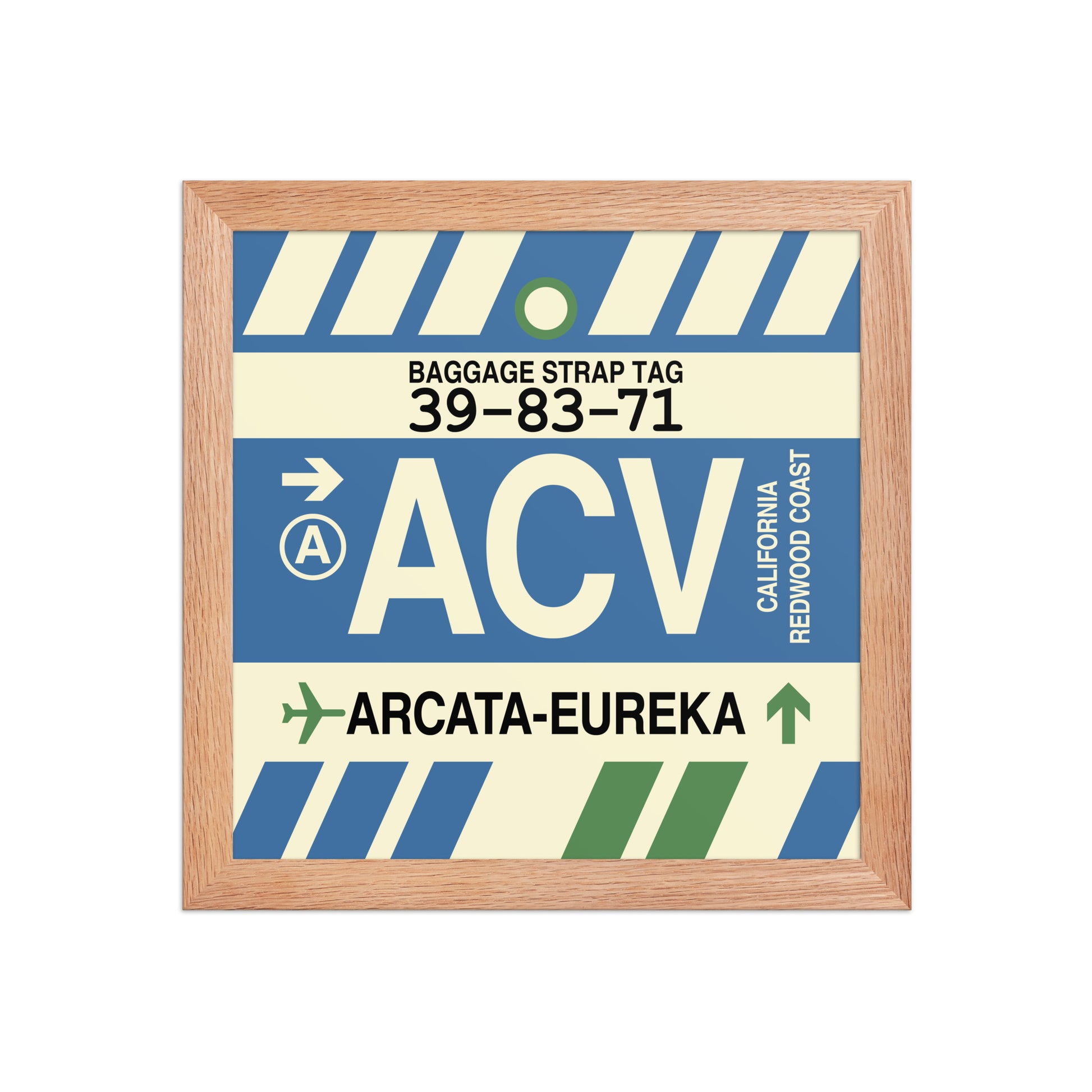 ACV Arcata-Eureka Framed Print • Jet Age Baggage Tag Design • YHM Designs - Image 06