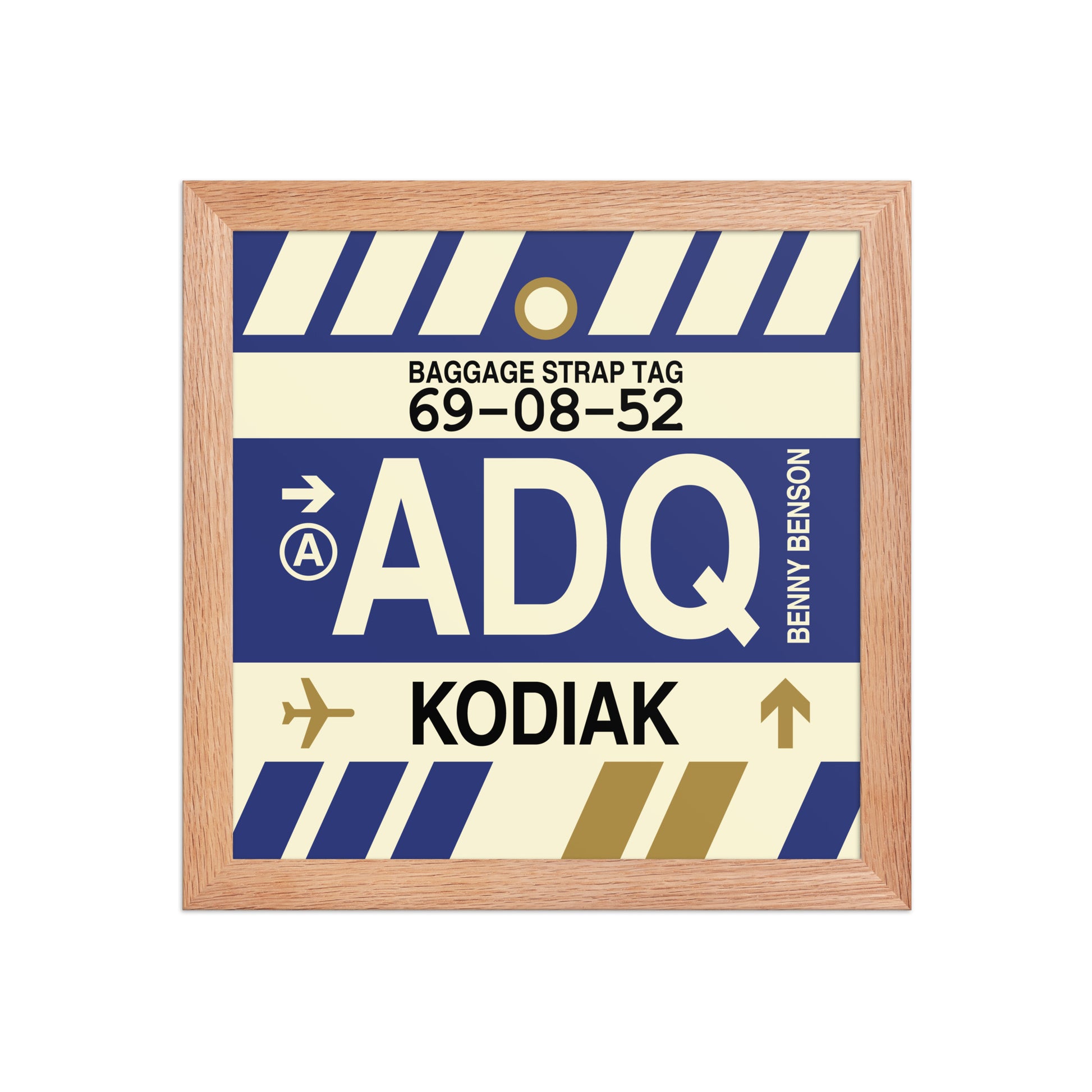 ADQ Kodiak Framed Print • Jet Age Baggage Tag Design • YHM Designs - Image 06