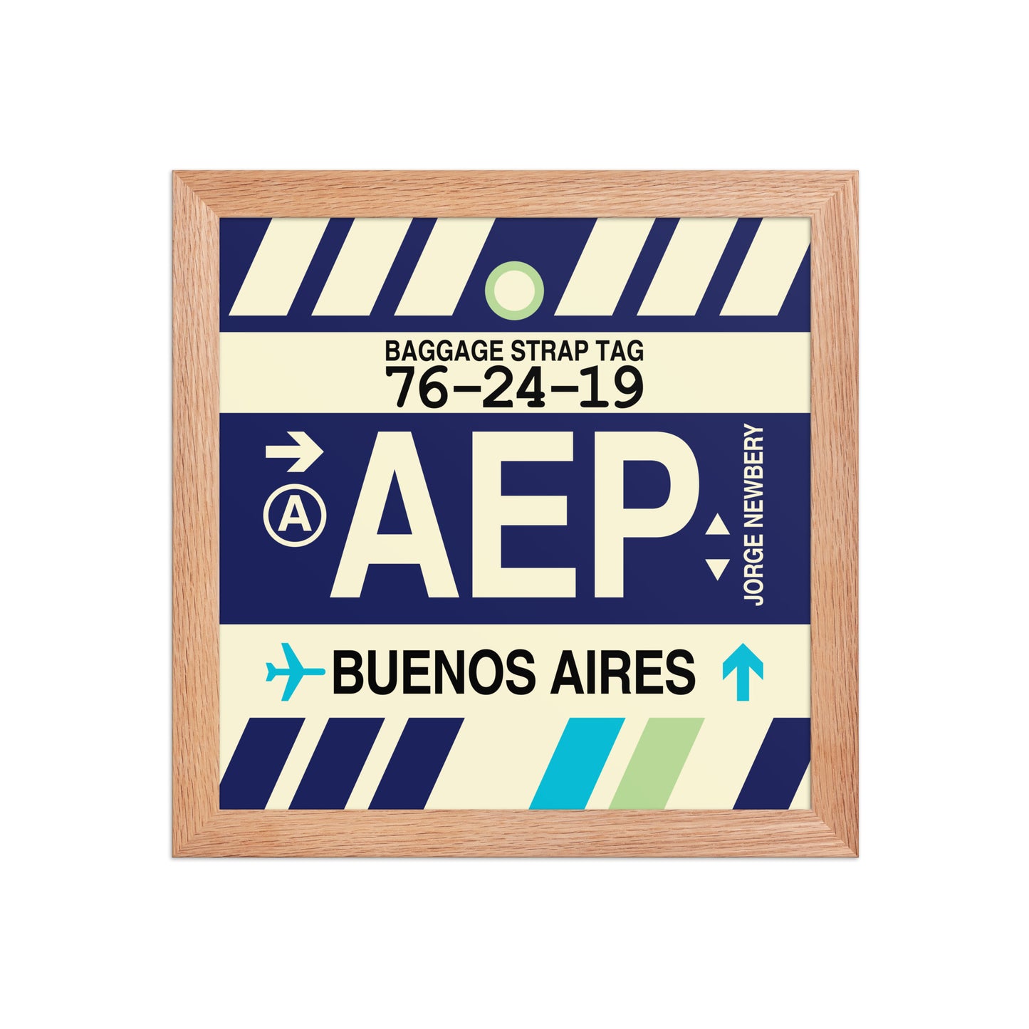 AEP Buenos Aires Framed Print • Jet Age Baggage Tag Design • YHM Designs - Image 06