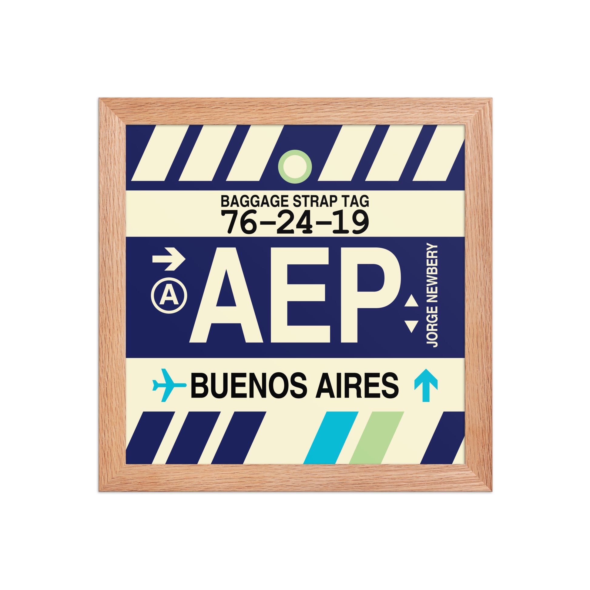 AEP Buenos Aires Framed Print • Jet Age Baggage Tag Design • YHM Designs - Image 06