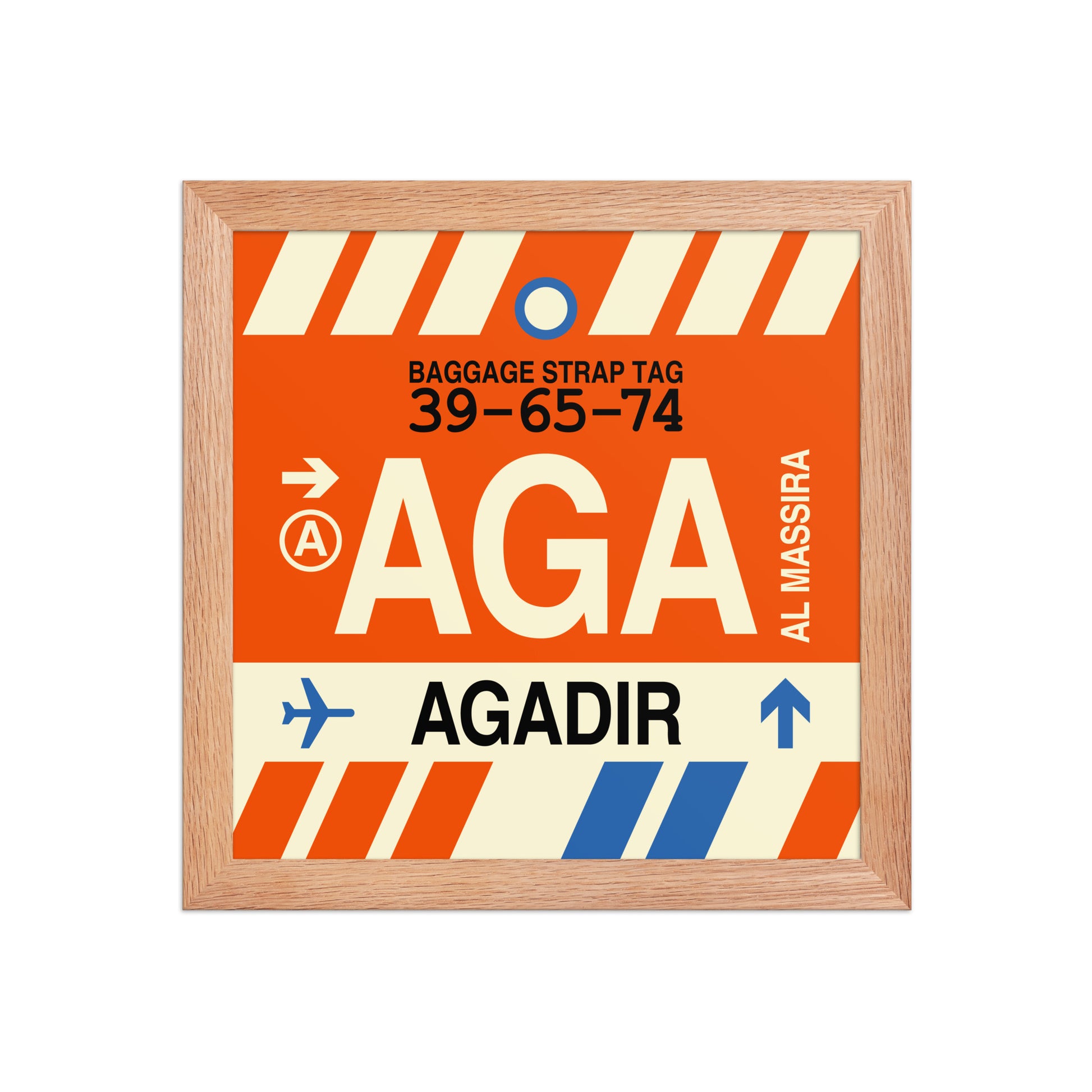 AGA Agadir Framed Print • Jet Age Baggage Tag Design • YHM Designs - Image 06