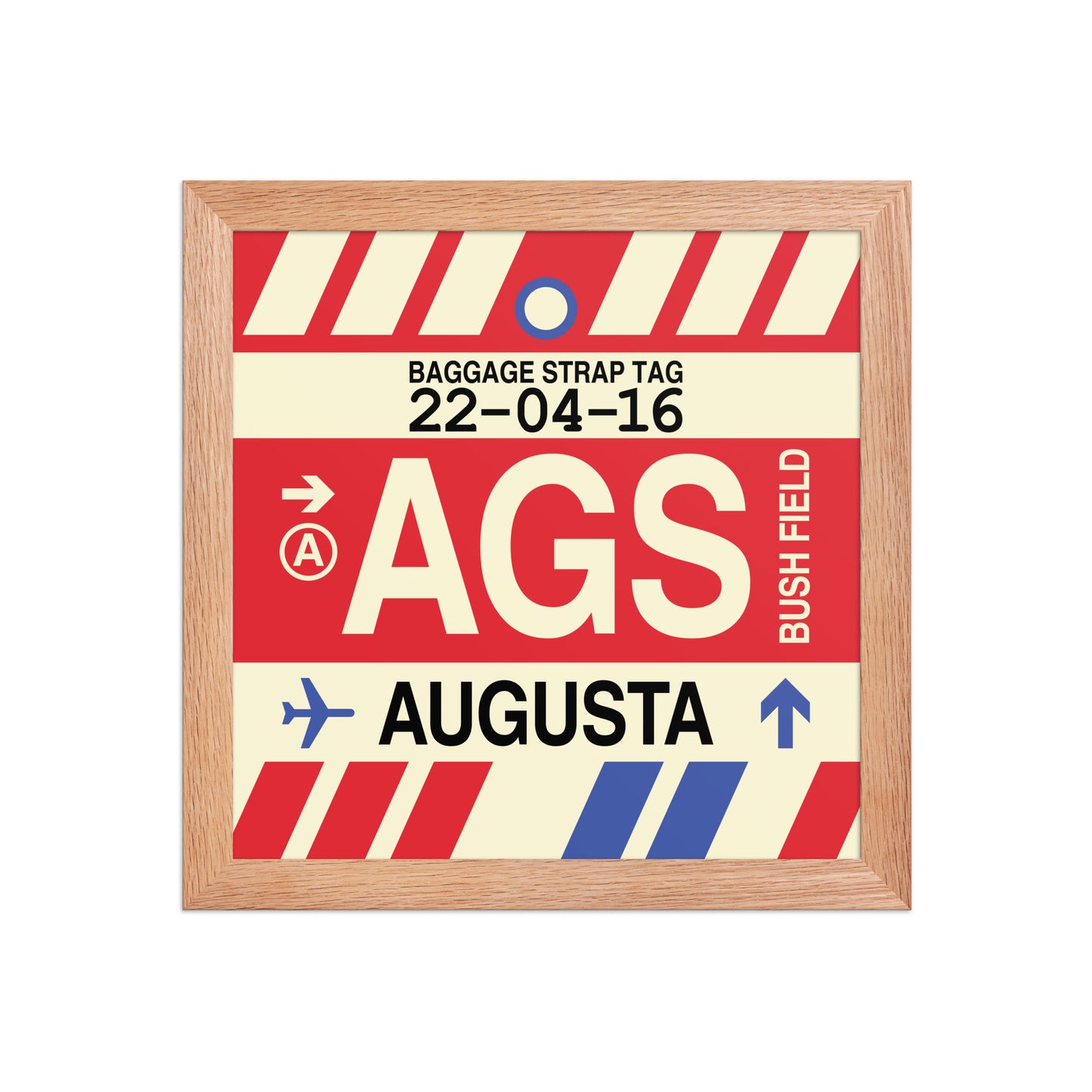 AGS Augusta Framed Print • Jet Age Baggage Tag Design • YHM Designs - Image 06