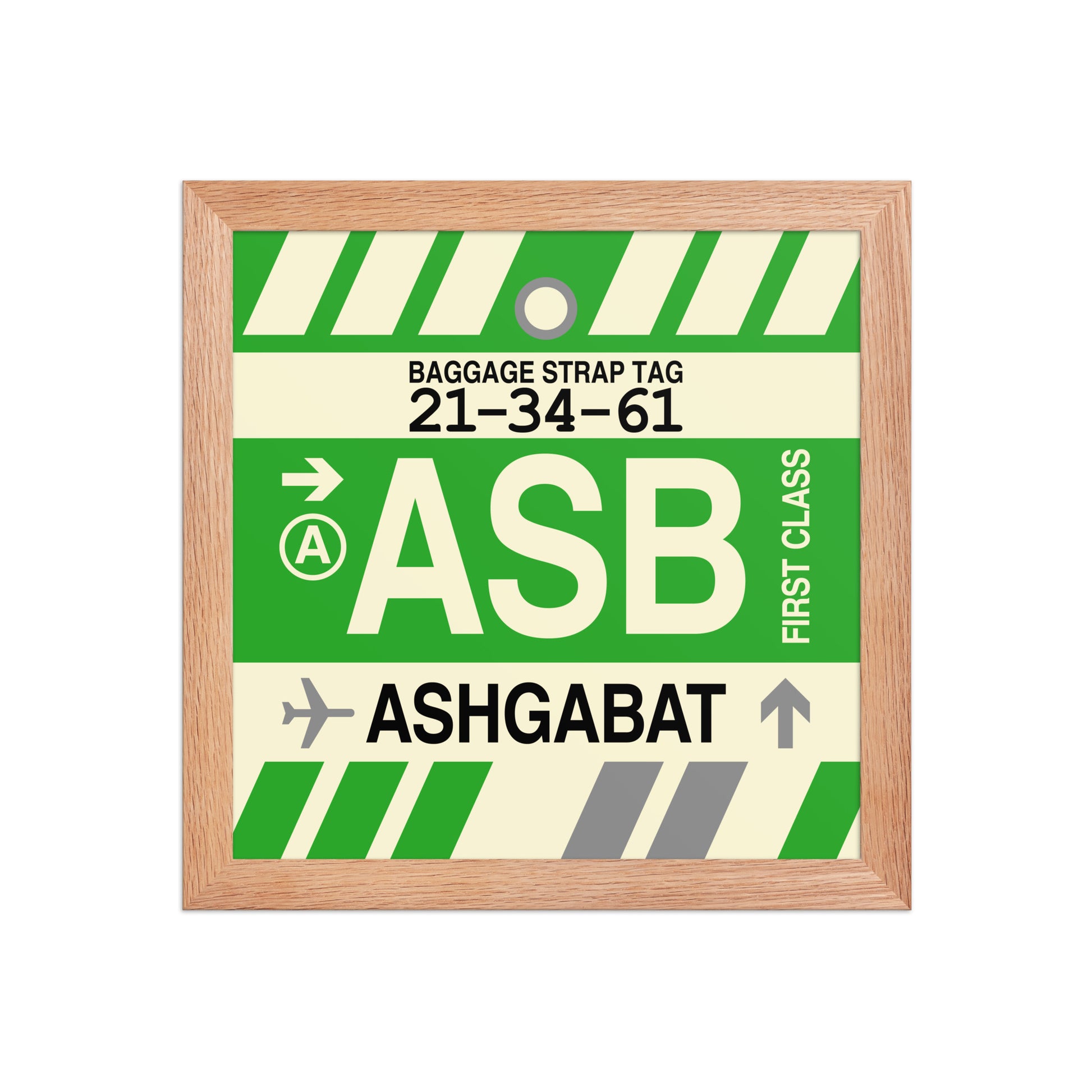 ASB Ashgabat Framed Print • Jet Age Baggage Tag Design • YHM Designs - Image 06