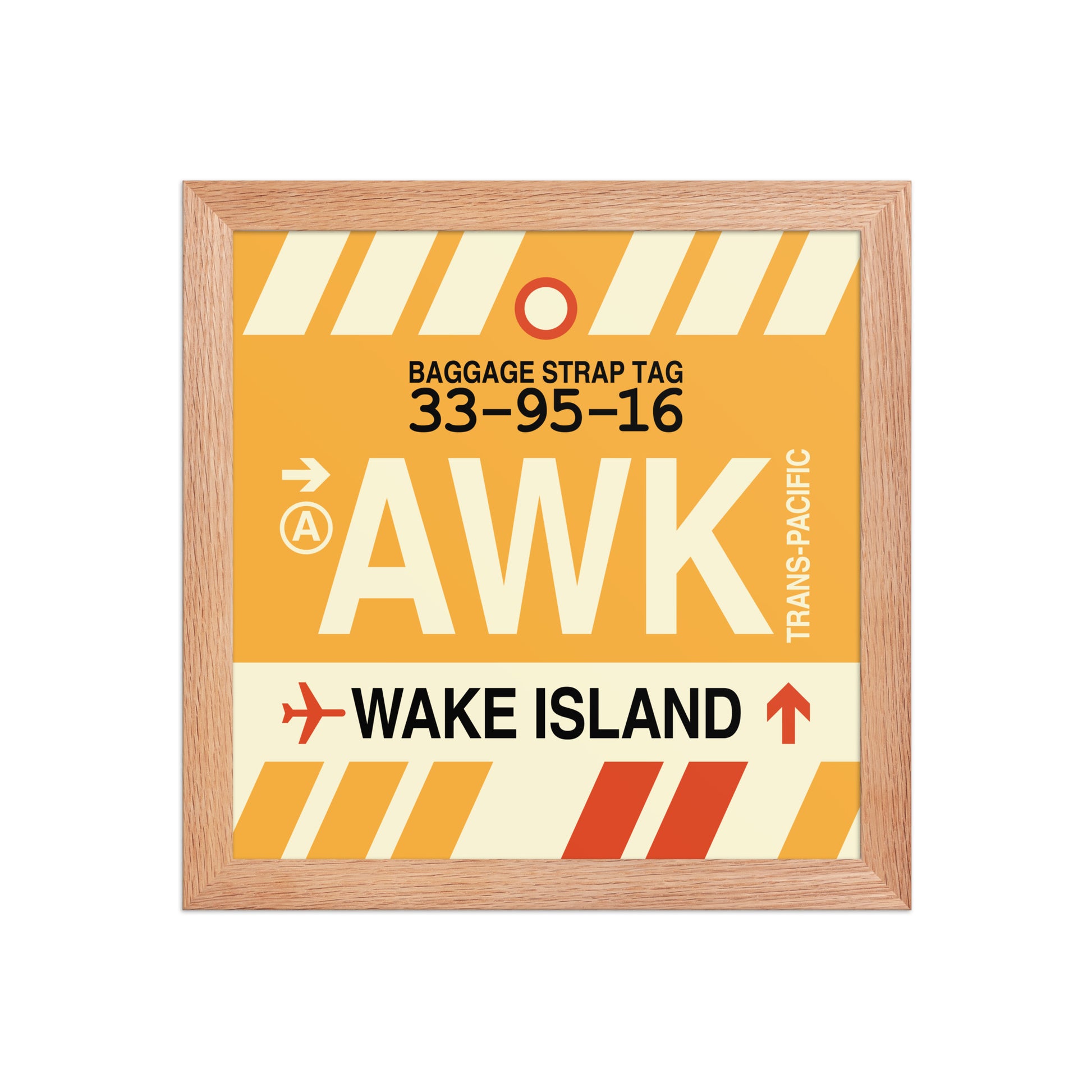 AWK Wake Island Framed Print • Jet Age Baggage Tag Design • YHM Designs - Image 06