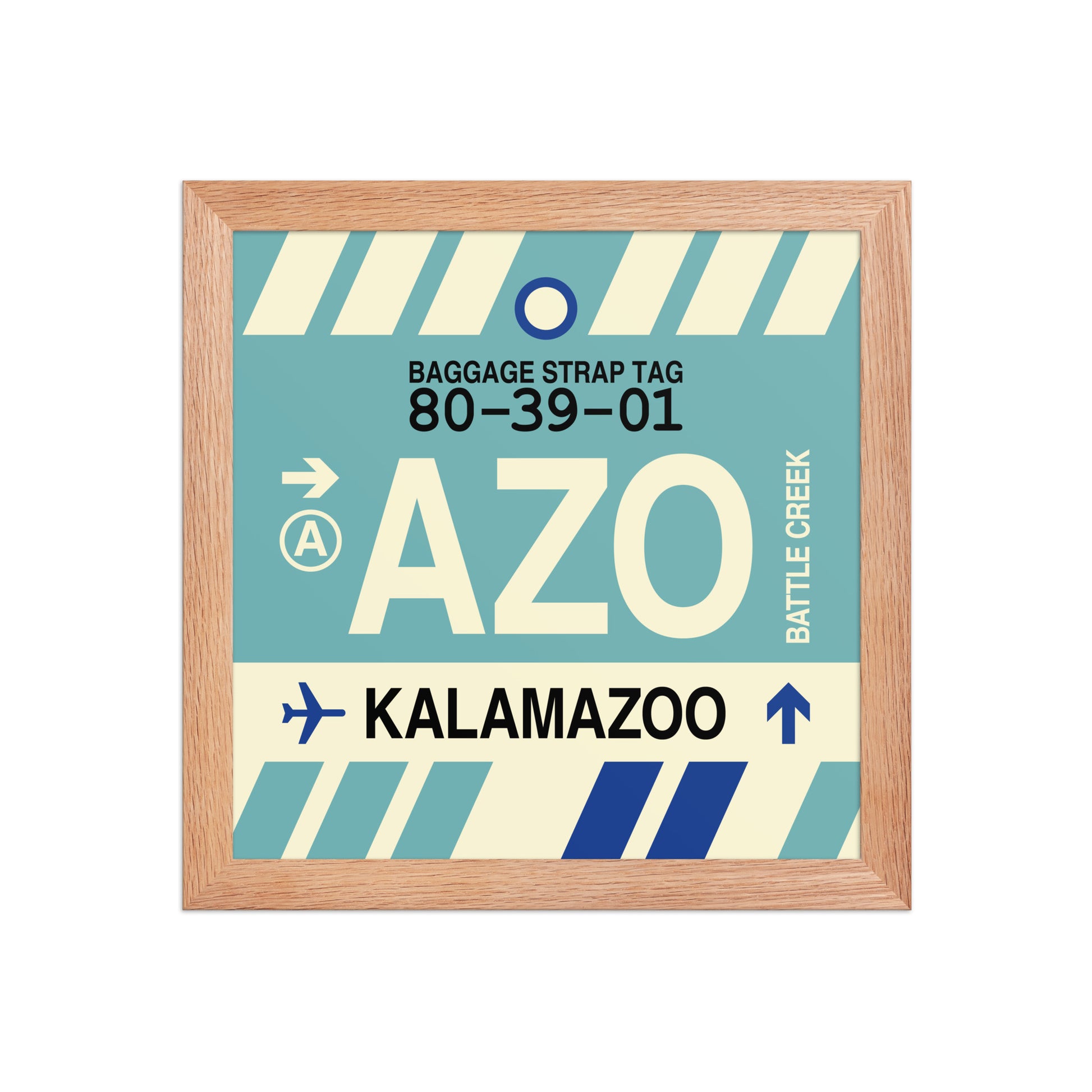 AZO Kalamazoo Framed Print • Jet Age Baggage Tag Design • YHM Designs - Image 06