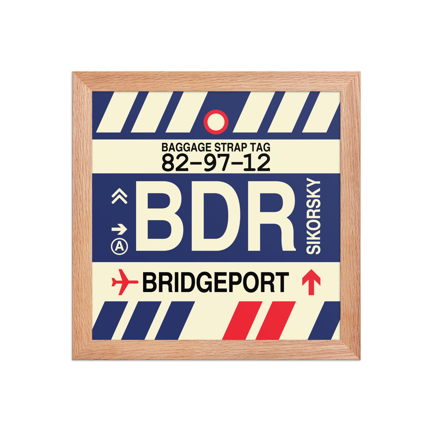 BDR Bridgeport Framed Print • Jet Age Baggage Tag Design • YHM Designs - Image 06