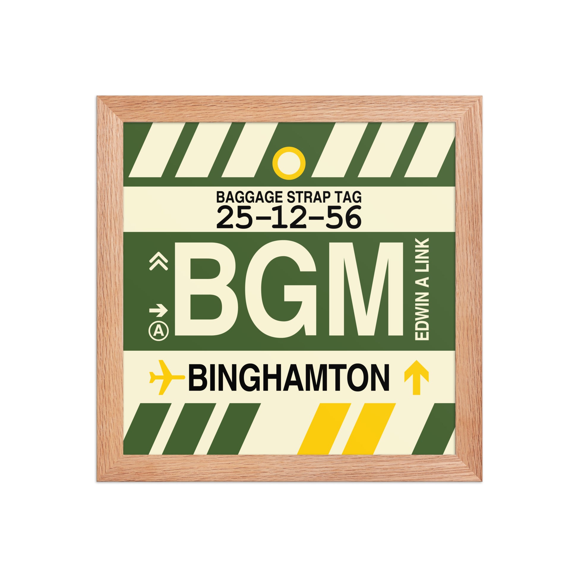 BGM Binghamton Framed Print • Jet Age Baggage Tag Design • YHM Designs - Image 06