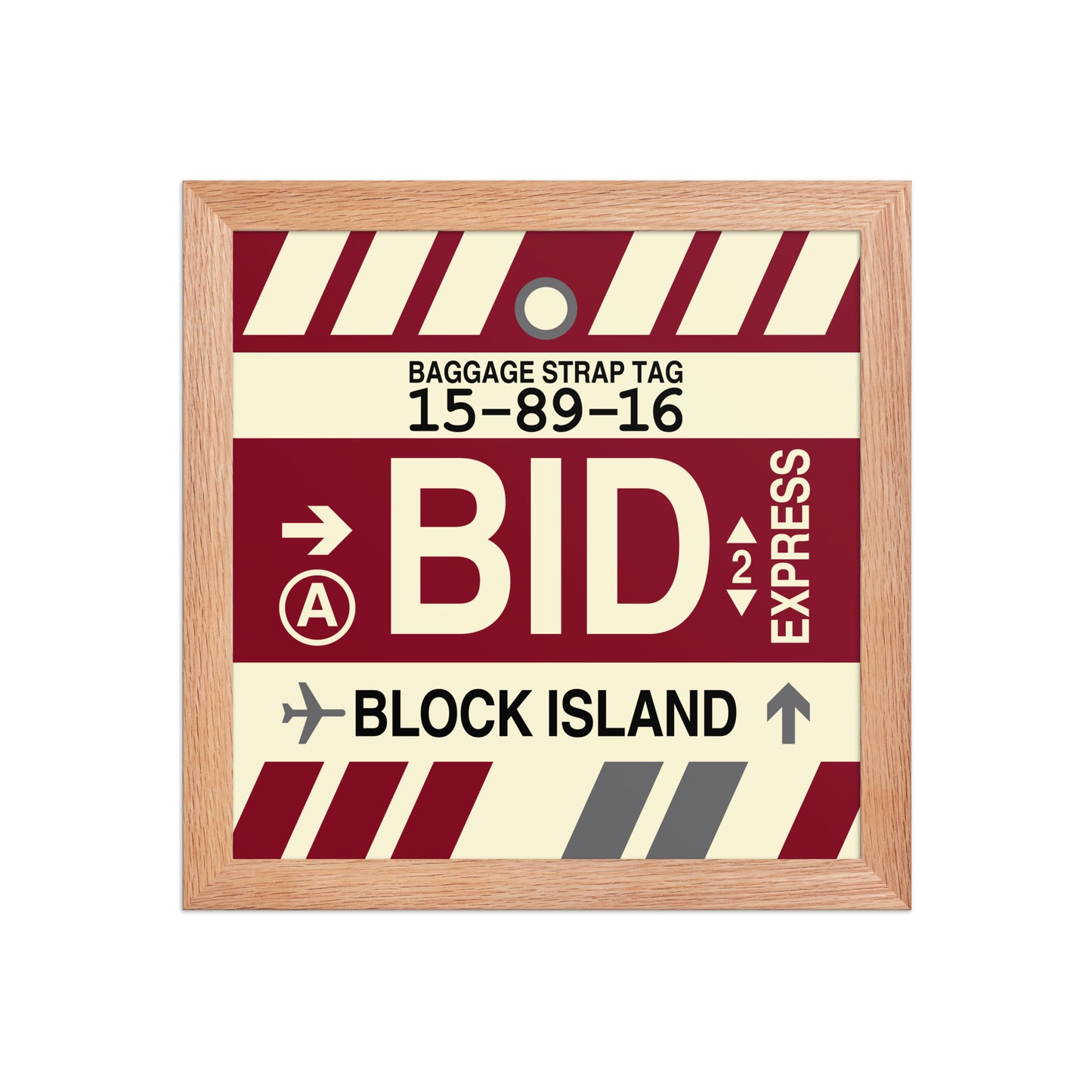 BID Block Island Framed Print • Jet Age Baggage Tag Design • YHM Designs - Image 06