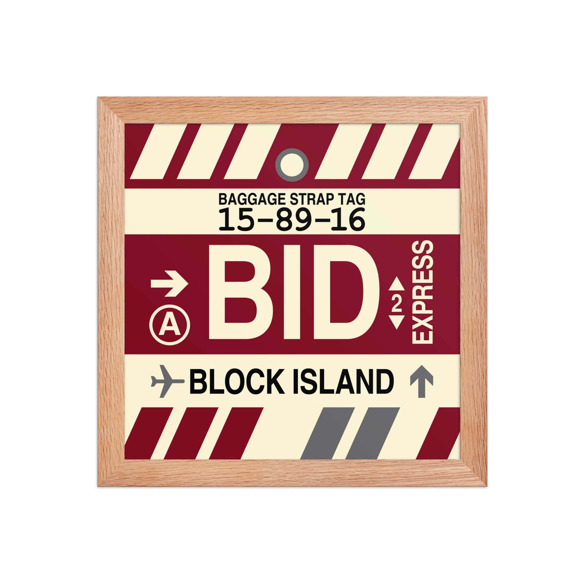 BID Block Island Framed Print • Jet Age Baggage Tag Design • YHM Designs - Image 06