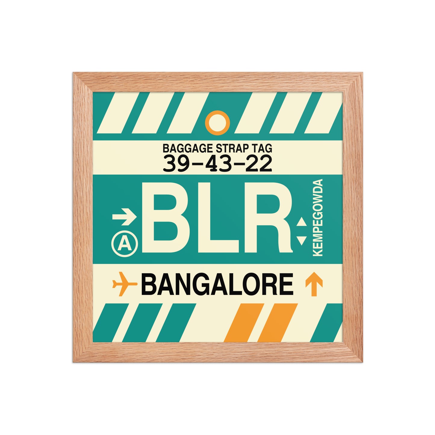 BLR Bangalore Framed Print • Jet Age Baggage Tag Design • YHM Designs - Image 06