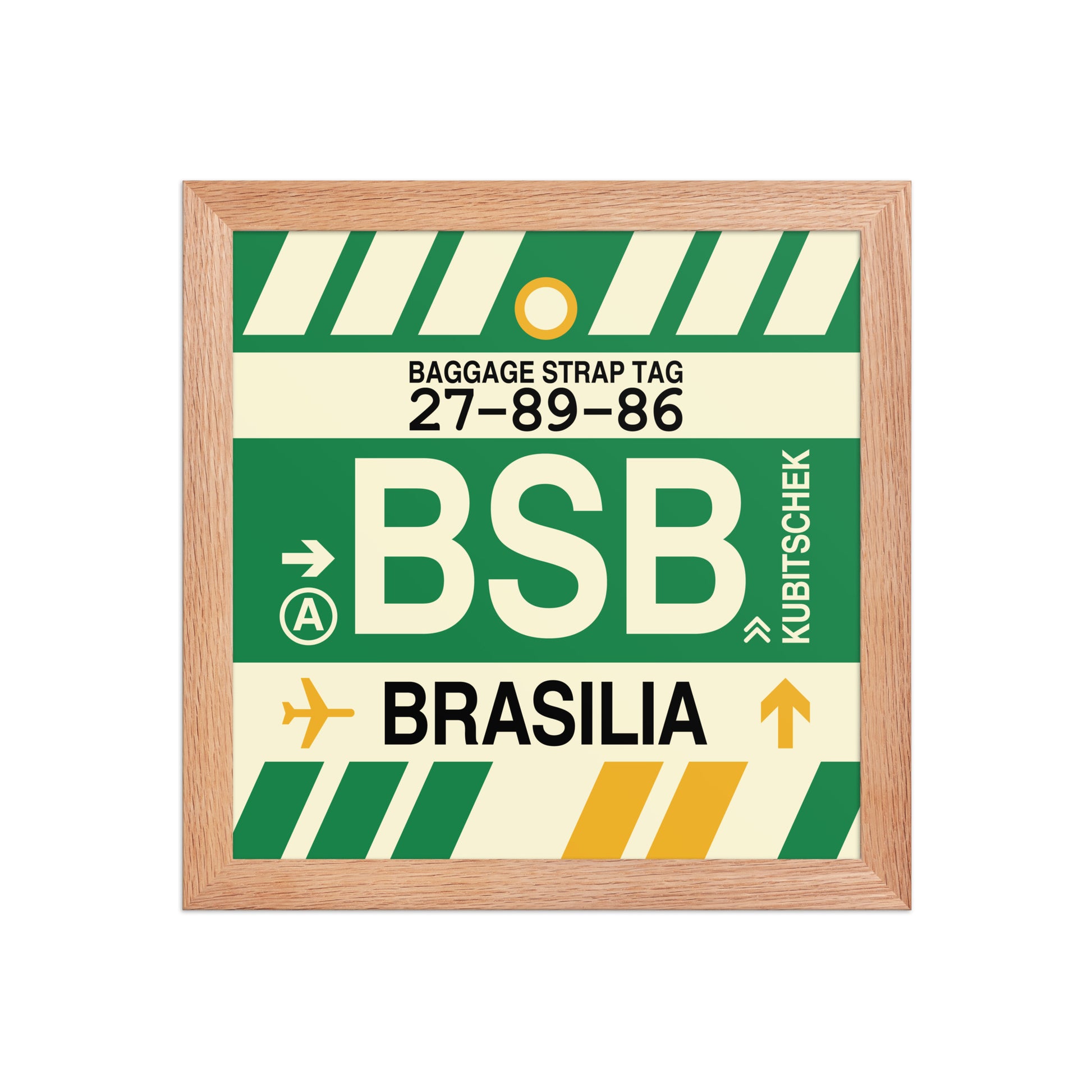 BSB Brasilia Framed Print • Jet Age Baggage Tag Design • YHM Designs - Image 06
