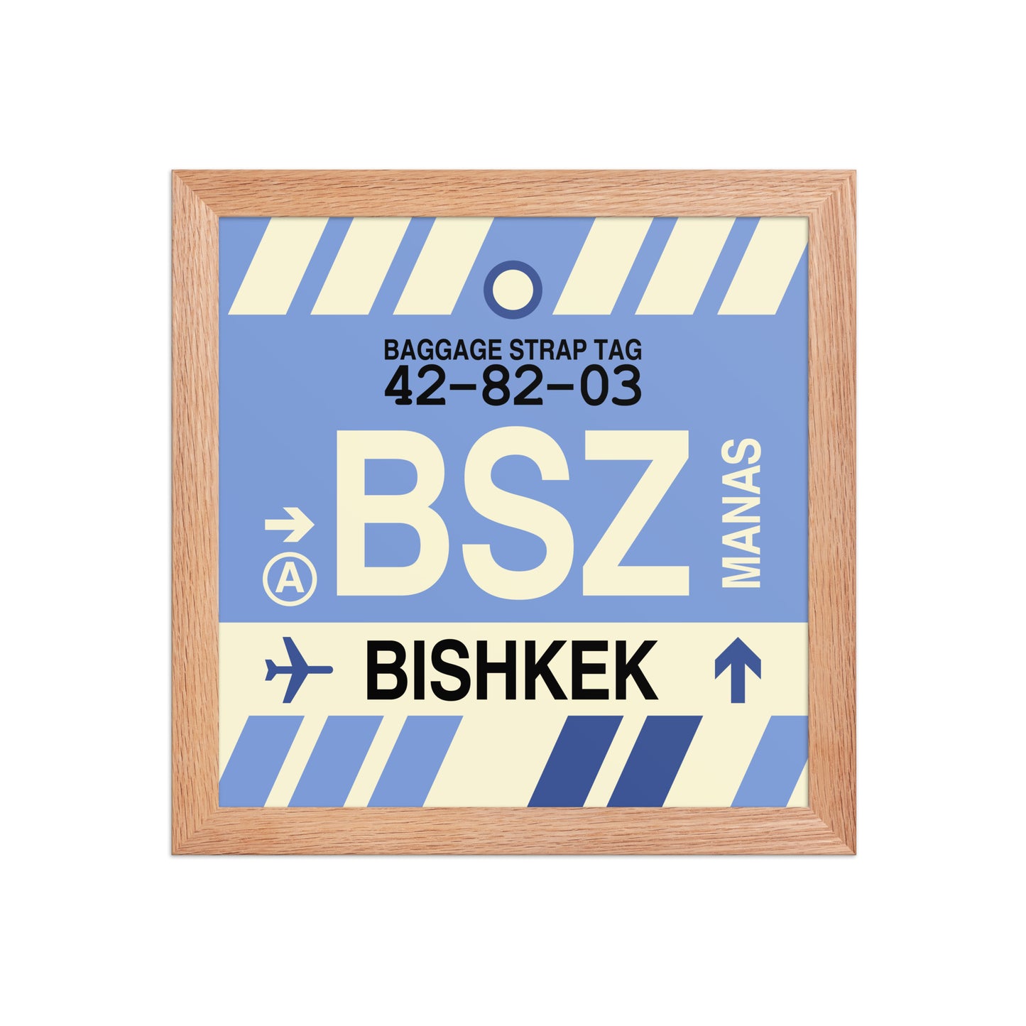 BSZ Bishkek Framed Print • Jet Age Baggage Tag Design • YHM Designs - Image 06