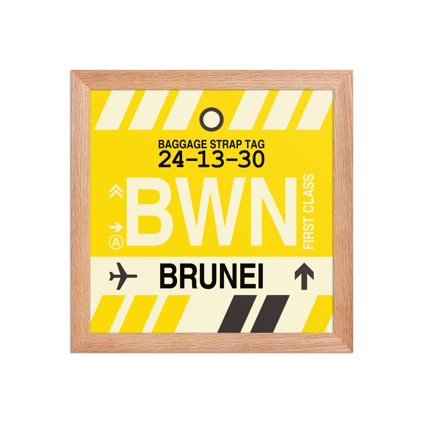BWN Brunei Framed Print • Jet Age Baggage Tag Design • YHM Designs - Image 06