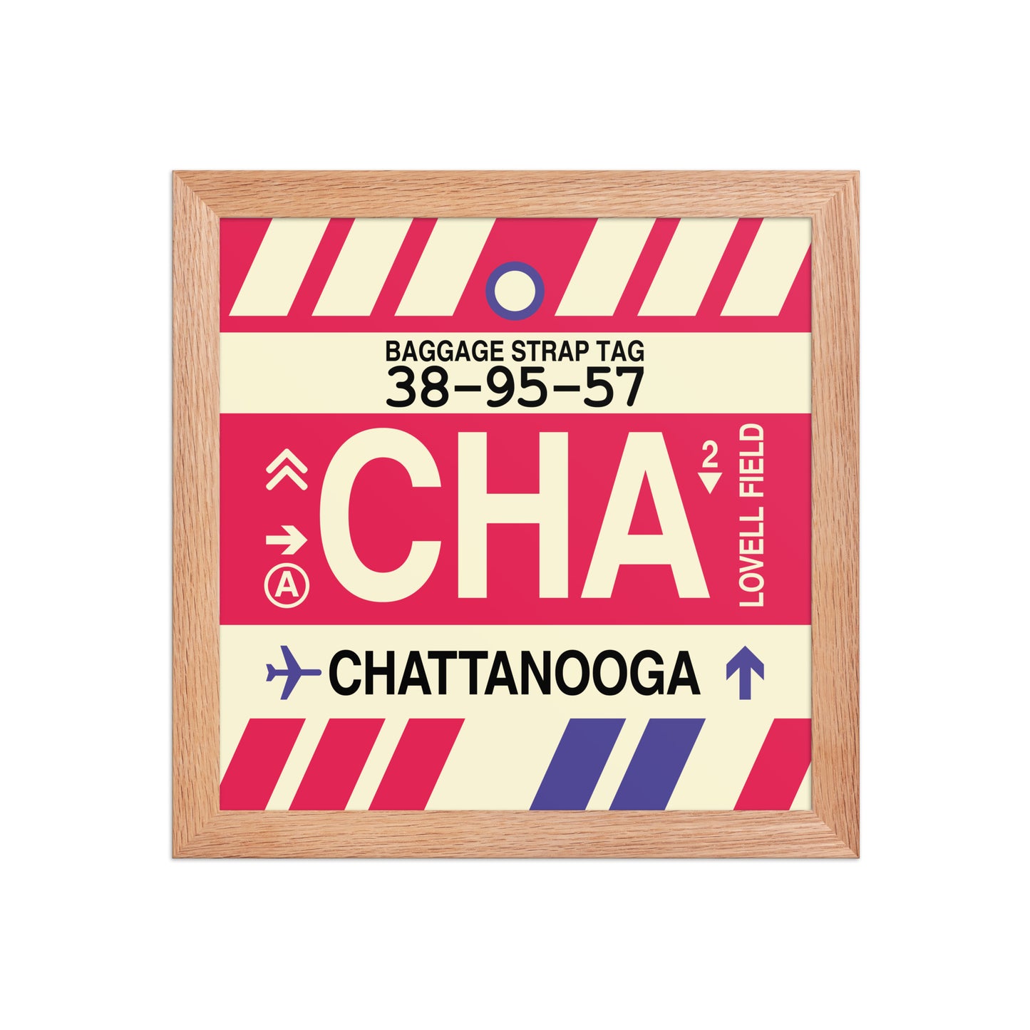 CHA Chattanooga Framed Print • Jet Age Baggage Tag Design • YHM Designs - Image 06